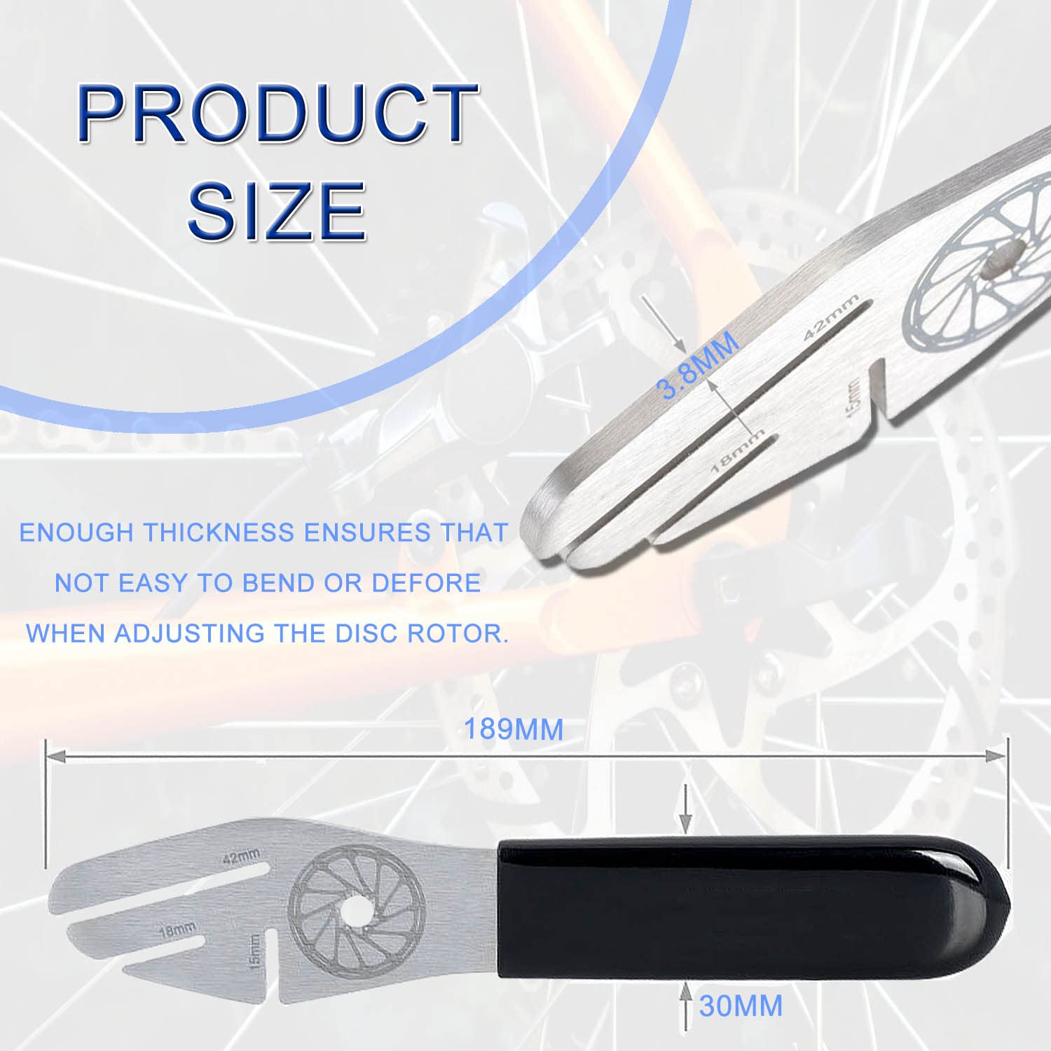 JONMON Bike Rotor Truing Fork - 3-Slot Disc Brake Alignment Wrench with Adjustable Depths | Brake Disc Flattening & Gap Correction Tool | Perfect for Mountain & Road Bike Maintenance | Ideal for Professional Repairs & DIY Bike Tuning