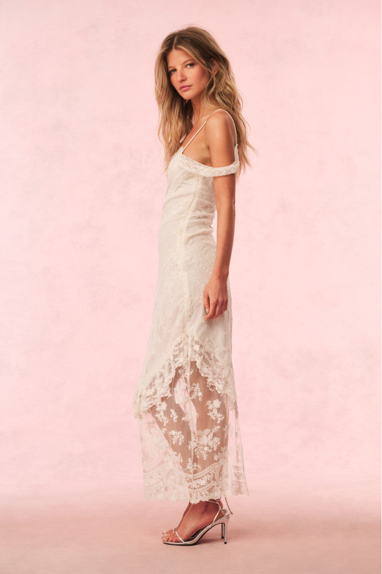 Elegant Riville Lace Off-The-Shoulder Maxi Dress for Women - Summer Beach Wedding Party & Boho Chic Occasions