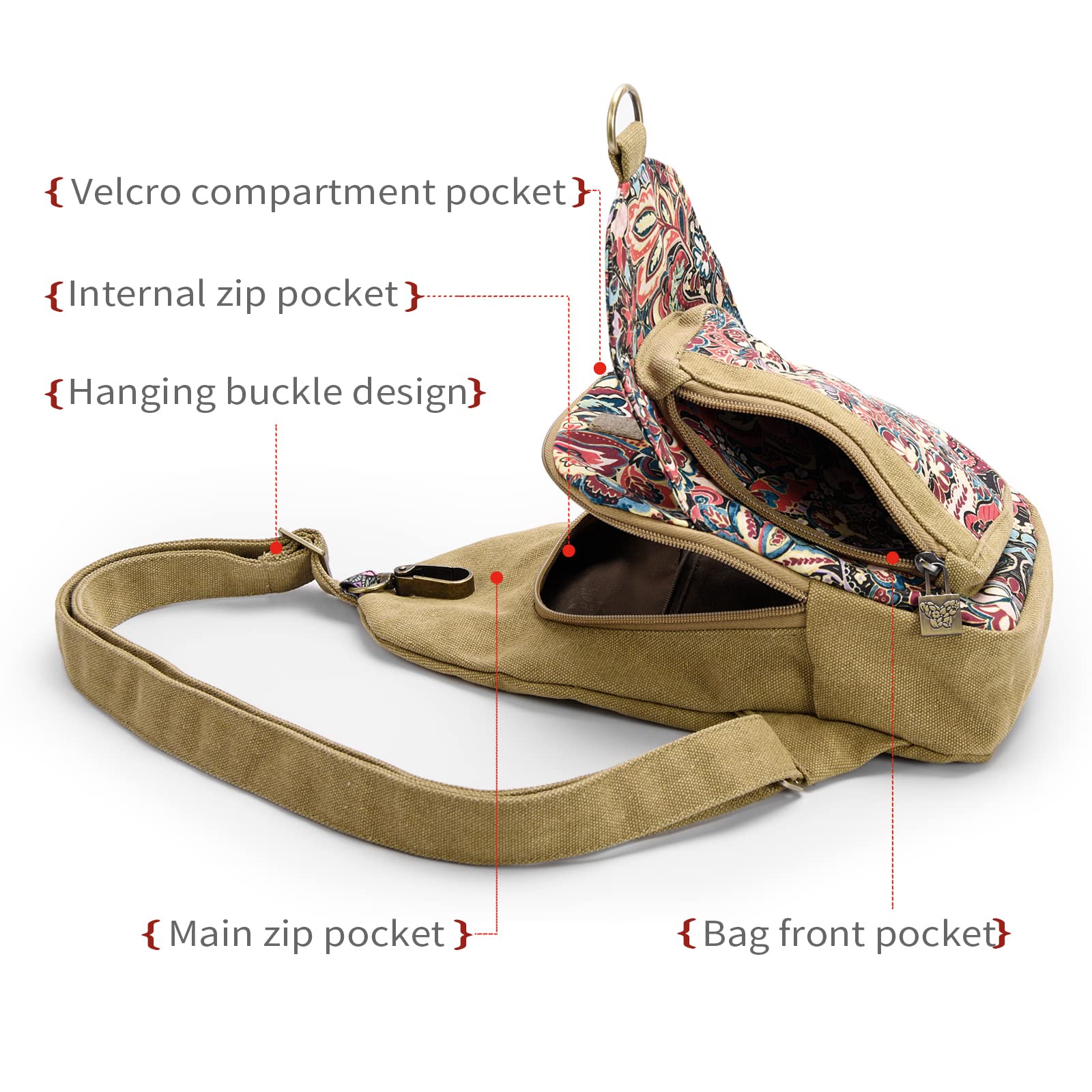 Black Butterfly Canvas Chest Bag - Small Crossbody Pack for Travel, Hiking & Outdoor Adventures - Stylish Inclined Shoulder Bag for Women & Men