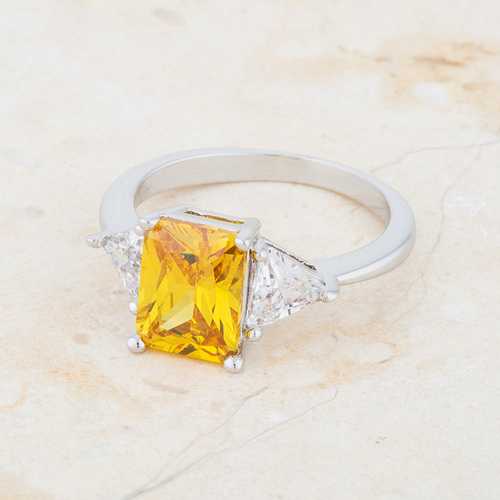 Classic Canary Yellow Rhodium Engagement Ring - Vintage Style Solitaire Diamond Ring for Women - Perfect for Proposals, Anniversaries & Special Occasions
