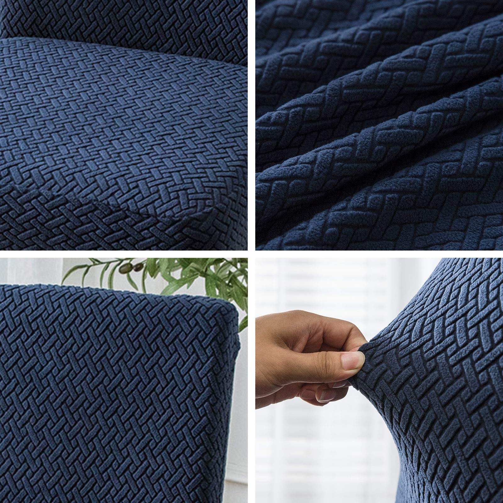Genina Stretch Dining Chair Covers Set of 4 - Navy Blue Slipcovers for Parsons & Kitchen Chairs | Perfect for Home Dining Room, Restaurant & Office Use