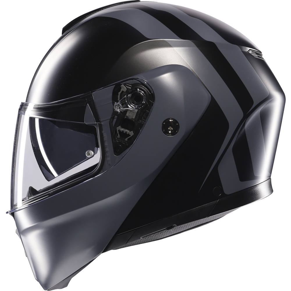 AGV Streetmodular Resia Motorcycle Helmet - Black & Grey Matte Finish - DOT & ECE Certified - Lightweight & Aerodynamic Design for Urban Commuting & Street Riding