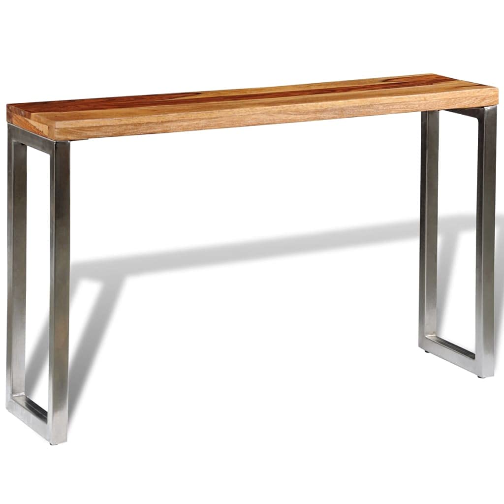 Solid Sheesham Wood Console Table with Steel Legs - Entryway, Hallway, Sofa & Dining Table - Modern Farmhouse Accent Table for Living Room, Kitchen & Office Decor