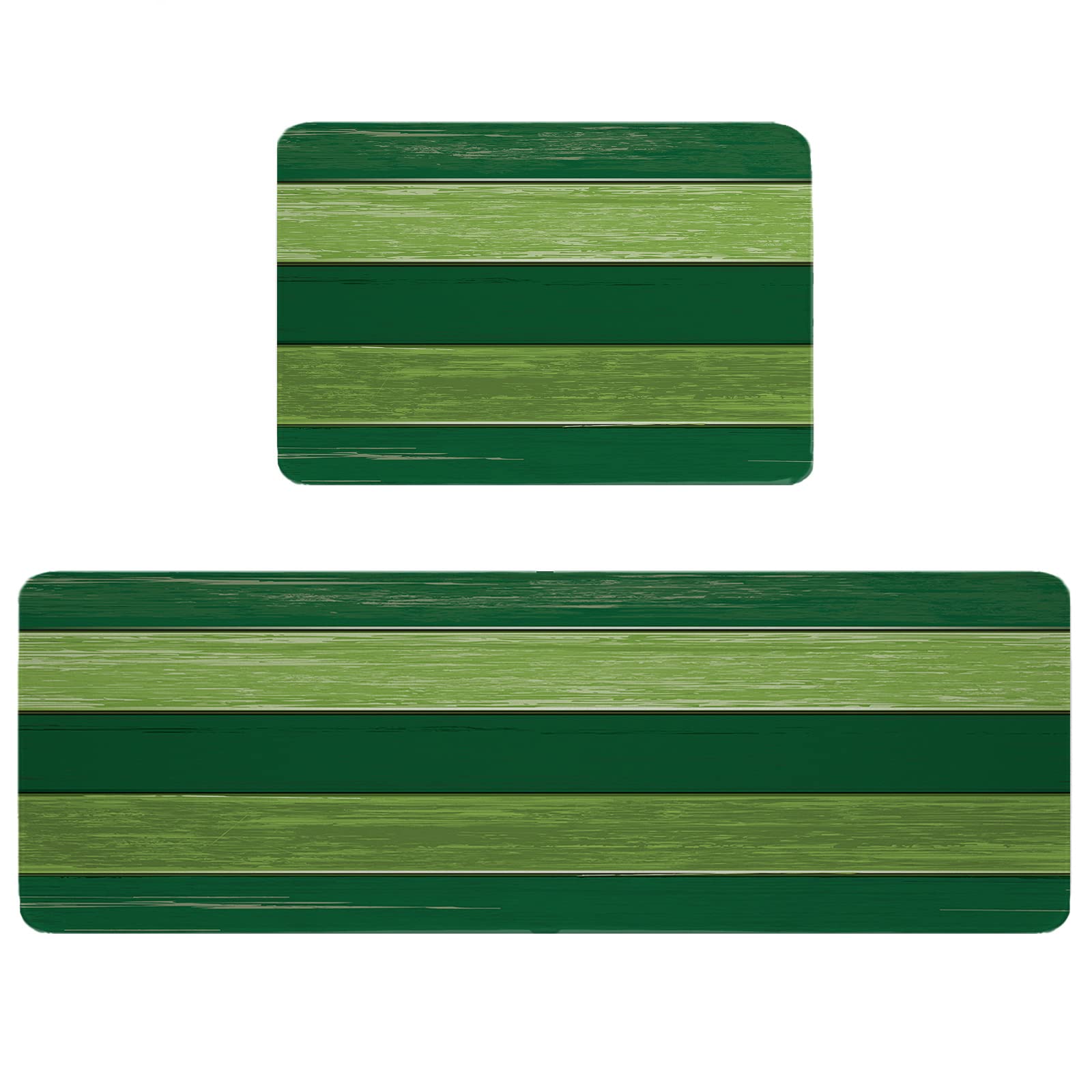 Shine-Home Ombre Green Kitchen Rugs & Non-Slip Mats - Farmhouse Wood Grain Design for Entryway, Laundry Room & Hallway - Absorbent Bath Mat Runner for Home Decor - Perfect for Rustic, Summer & Modern Kitchens