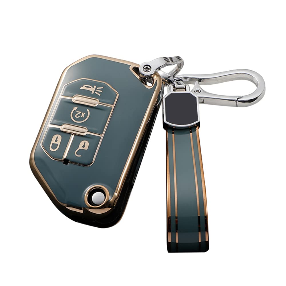 Premium TPU Key Fob Cover Protector - Compatible with Jeep Wrangler JL/JLU (2018-2023), Gladiator JT (2020-2023) & Sahara Models - Durable Shockproof Case for Jeep Accessories - Perfect for Off-Road Adventures & Daily Protection