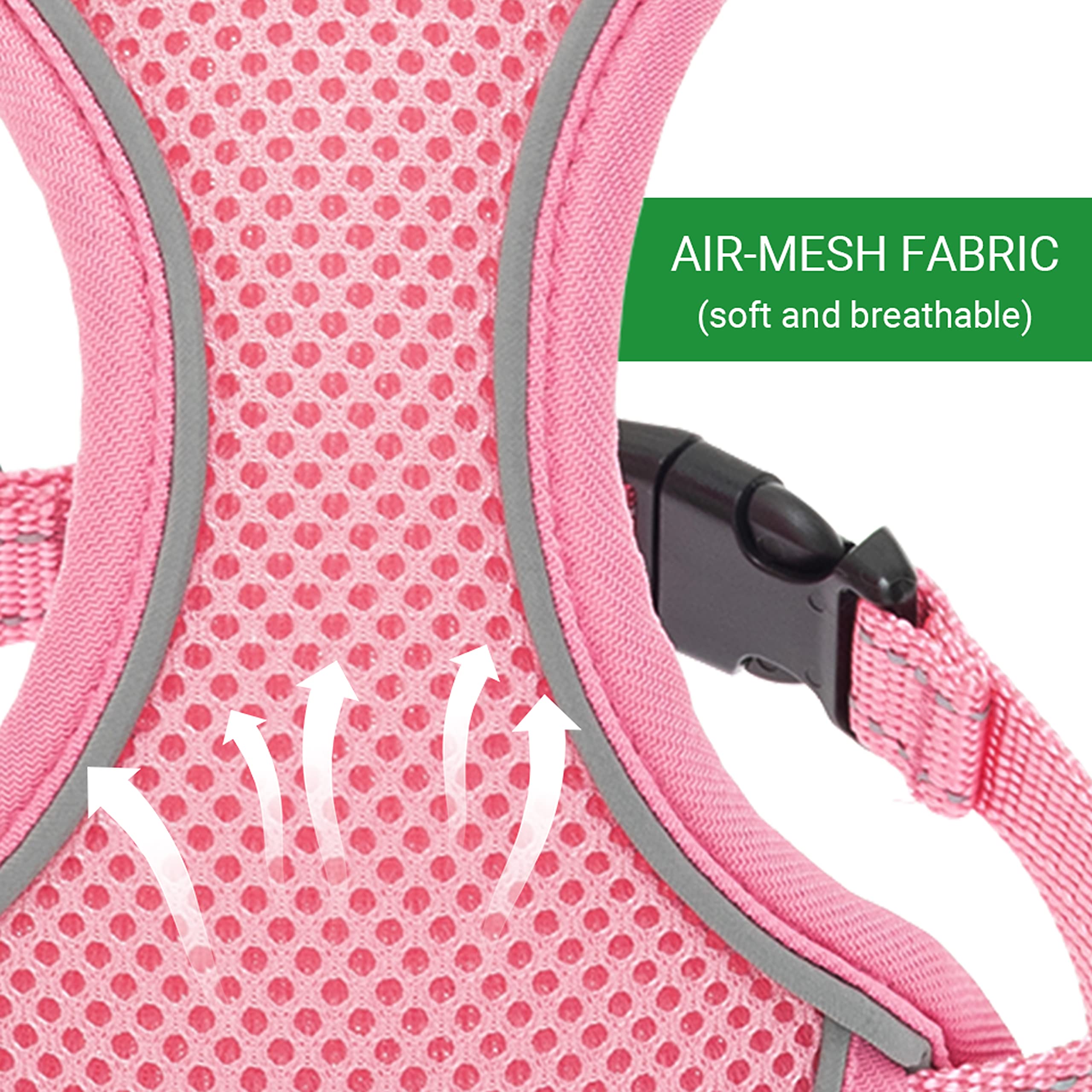 Escape-Proof Cat Harness & Leash Set - Adjustable Reflective Vest for Small to Large Cats & Puppies | Soft Breathable Mesh Full Body Harness (Pink) | Perfect for Outdoor Walks, Vet Visits & Travel Adventures