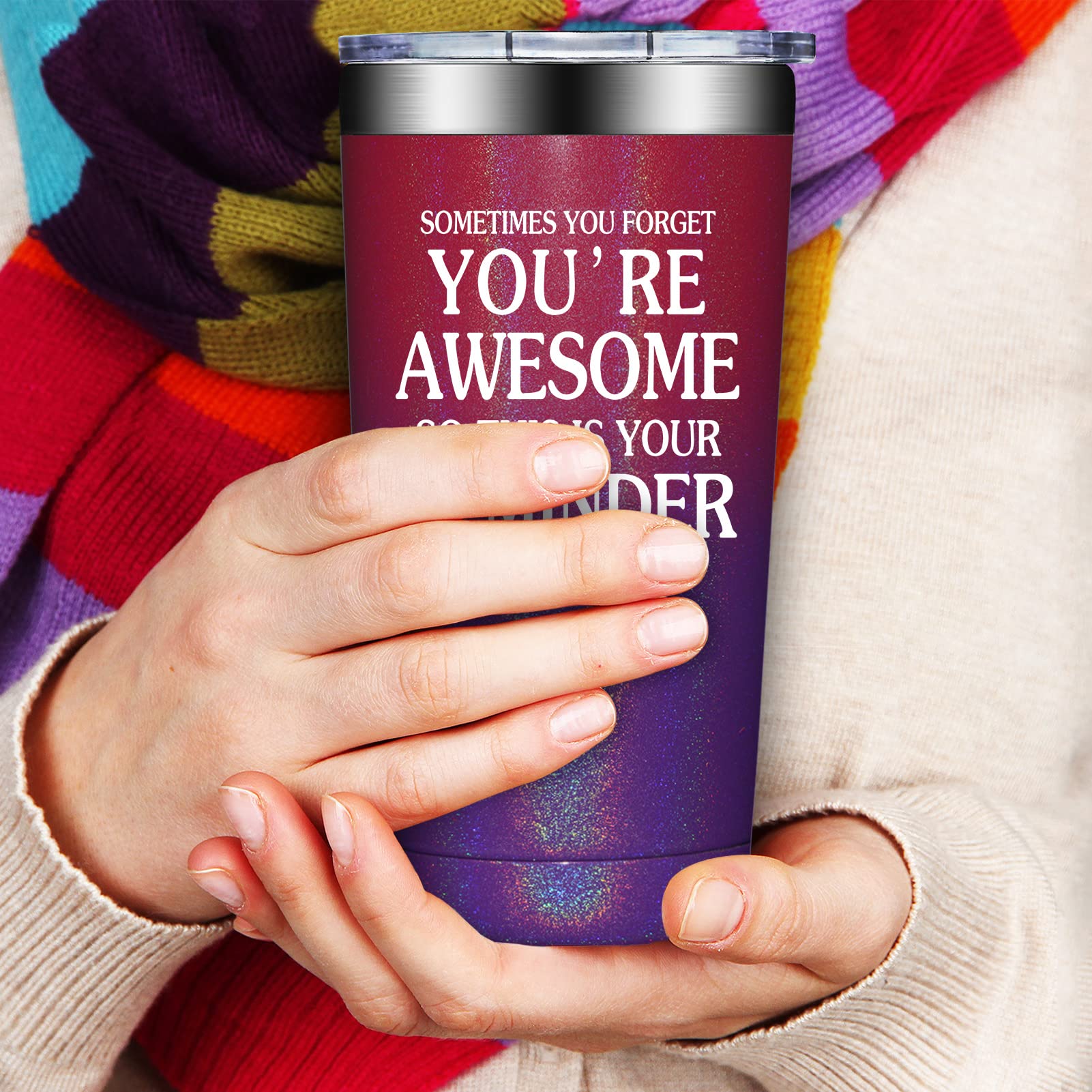 20oz Vacuum Insulated Tumbler - Inspirational Thank You Gifts for Women & Men, Funny Birthday Gifts for Coworkers, Daughter, Mom - Best Friend Gift Idea - Perfect for Office, Home, Travel & Outdoor Activities