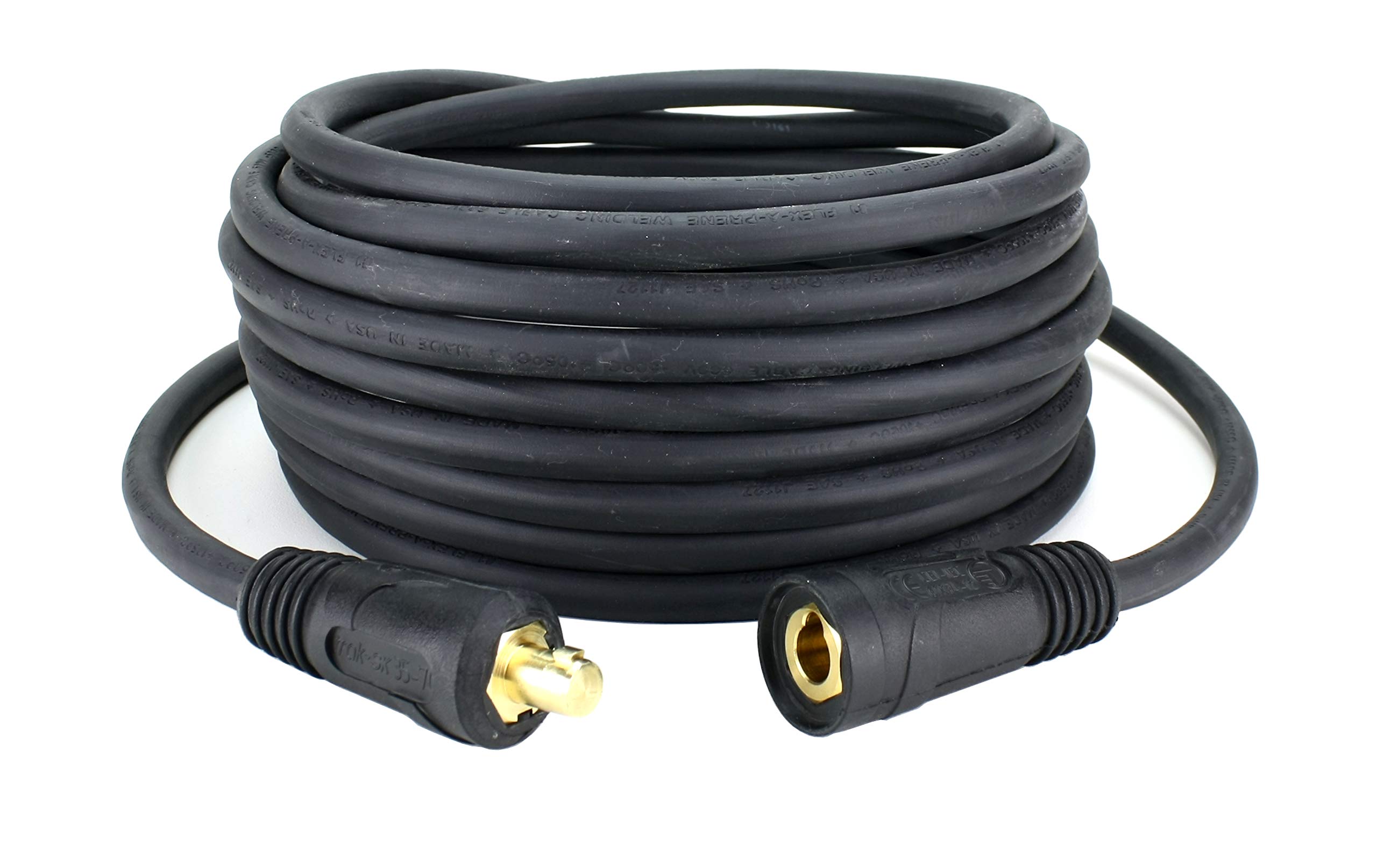 200 Amp Welding Lead Extension Cable - 50ft #2 AWG with Dinse 35-70 Male/Female Connectors - Heavy Duty Industrial Welding Equipment Accessory for MIG/TIG/Stick Welders - Workshop, Construction Site & DIY Metal Fabrication