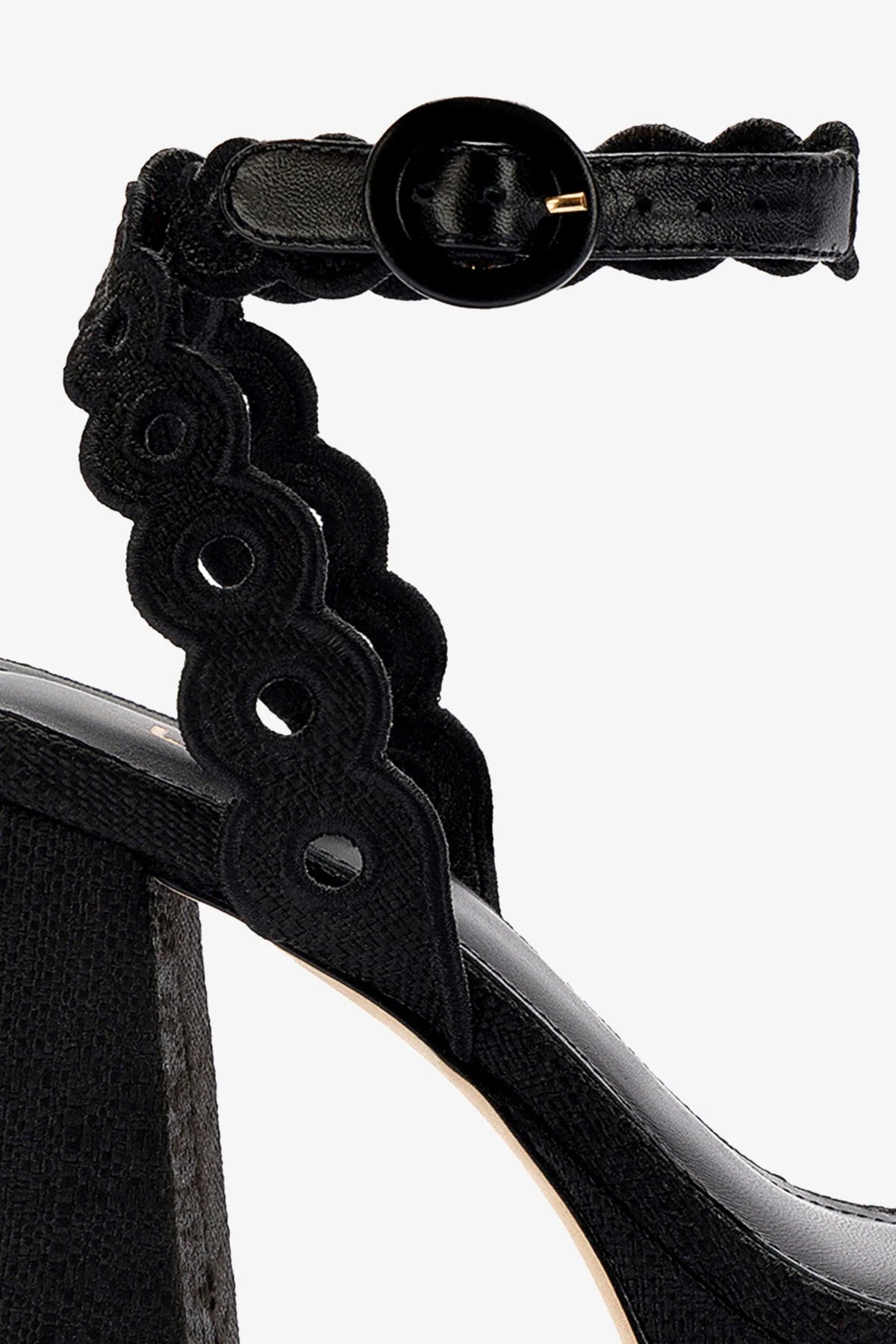 Women's Black Raffia Dolly Broderie Sandals – Comfortable Summer Beach Wedges for Outdoor Walking & Vacation