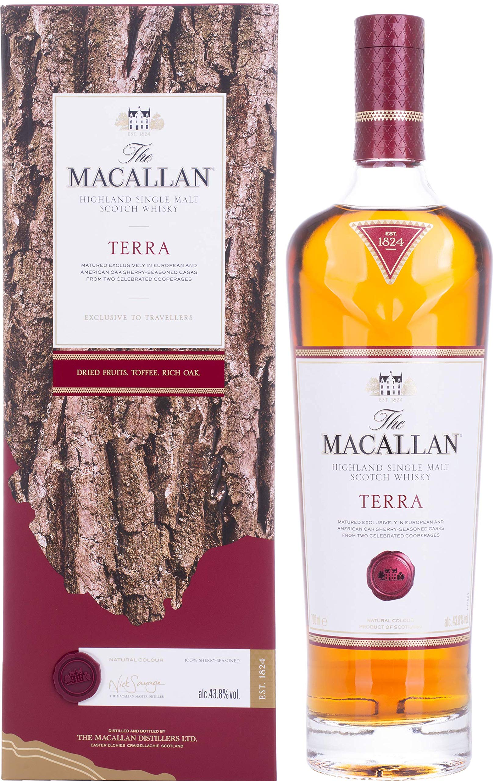 The Macallan Highland Terra Single Malt Scotch Whisky 700ml - Premium Aged Whiskey Gift for Men, Special Occasions & Whiskey Collectors