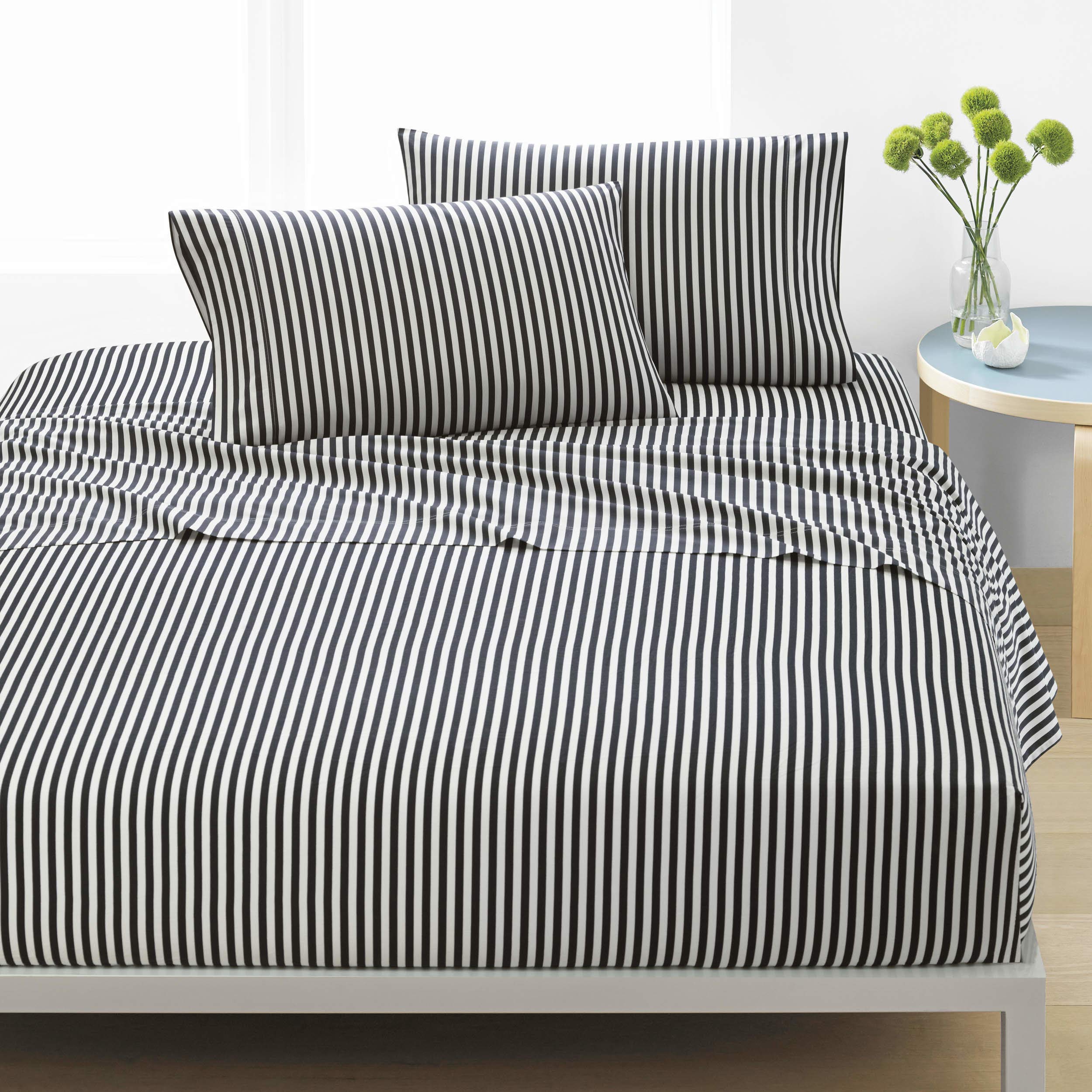 Marimekko Cotton Percale Full Bedding Set - Crisp & Cool Ajo Black Sheets for Luxurious Comfort | Perfect for Modern Bedrooms & Guest Rooms