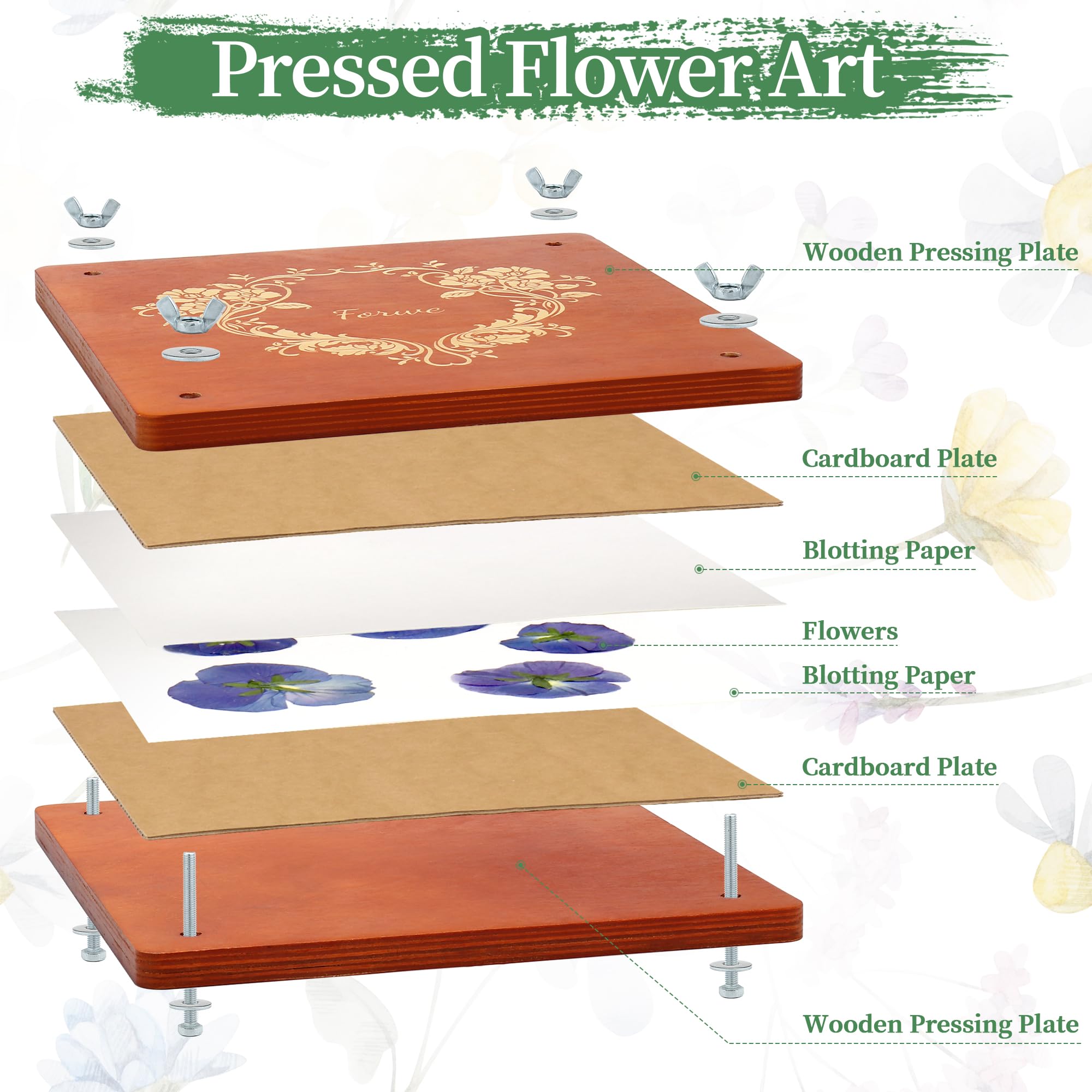 Forwe Large 12-Layer Wooden Flower Press Kit - 10.6