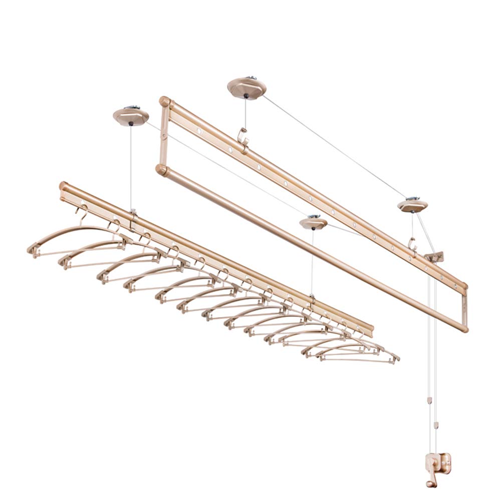 150cm 3-Pole Ceiling Pulley Clothes Dryer - Hand-Cranked Wall Mounted Laundry Airer, Heavy Duty Metal Clothesline for Indoor & Outdoor Use - Perfect for Bathroom, Laundry Room, Balcony and Small Spaces