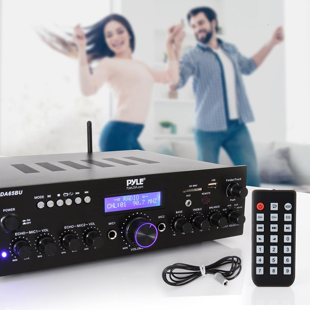 Wireless Bluetooth Stereo Amplifier Receiver - 2 Channel Hi-Fi Audio System for Home Theater, Speakers & Turntables | Compact Design with RCA, USB, AUX Inputs | Perfect for Living Room, Office & Studio Setup