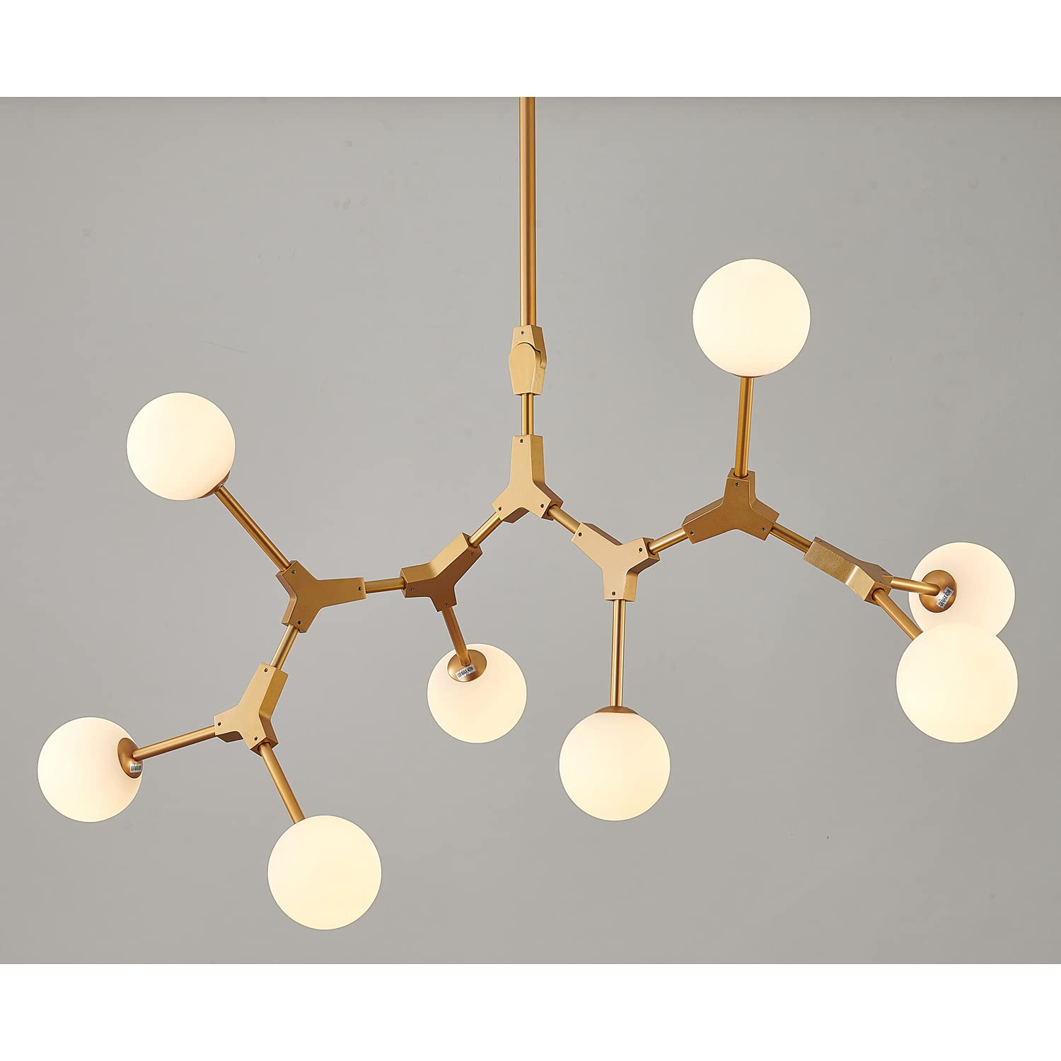 Bethel Gold Metal Frame Ceiling Light Fixture with Milk White Glass Shades - Elegant Dining Room, Bedroom, or Living Room Lighting Solution