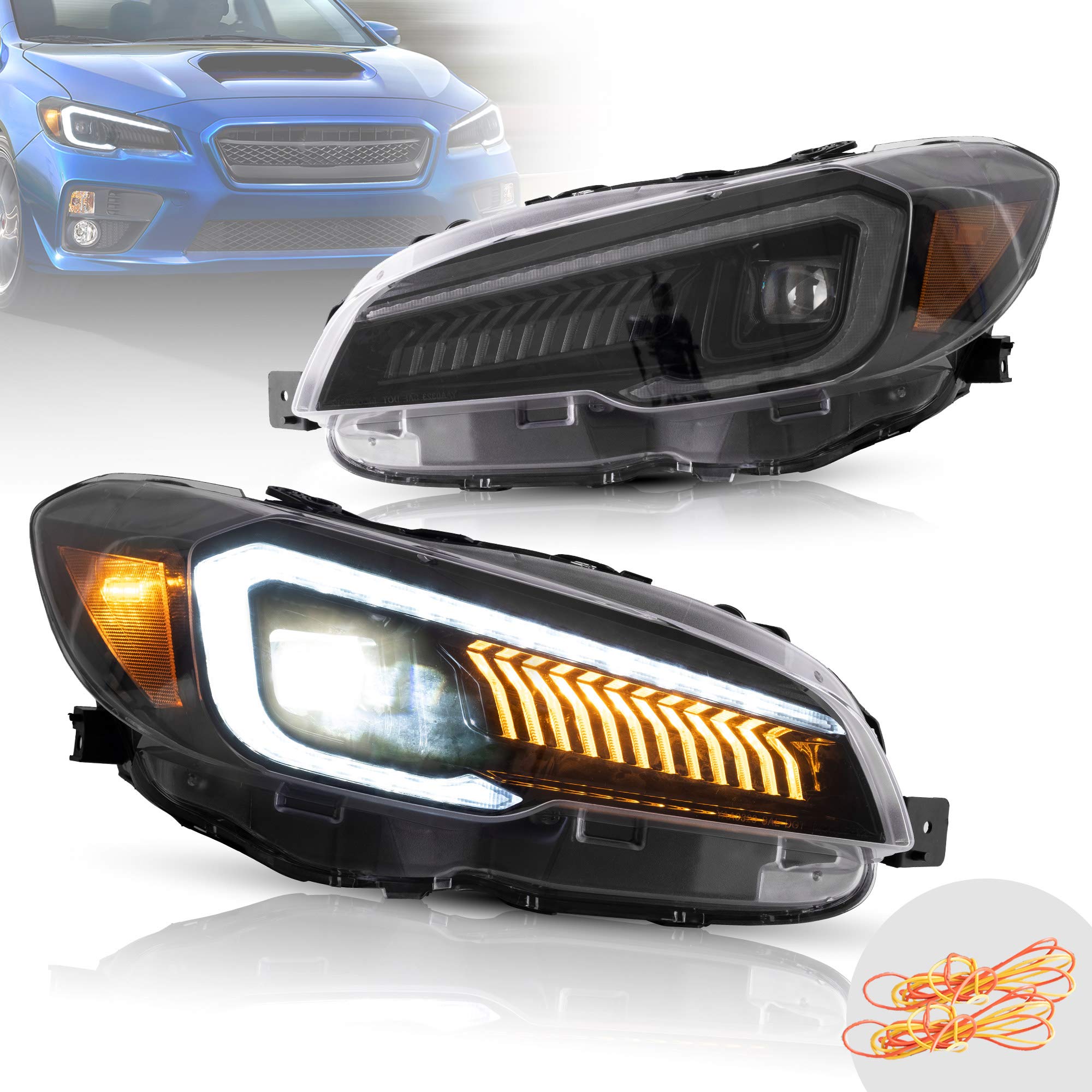 VLAND LED Headlights for 2015-2021 Subaru WRX & STI (Limited/Base/Premium) - High Brightness, Amber Reflector, Welcome Running Lights - Upgrade Your Night Driving (Not Compatible with LED/AFS/SRH Models)