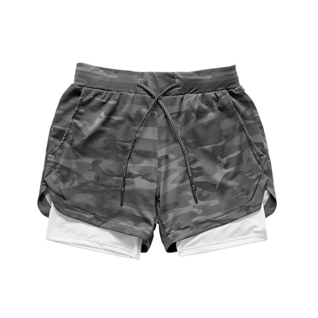 **Men's Camo Running Shorts - 2-in-1 Quick Dry Athletic Shorts with Built-in Liner | Multi-Colored | Size XL | Perfect for Gym, Jogging & Outdoor Sports**