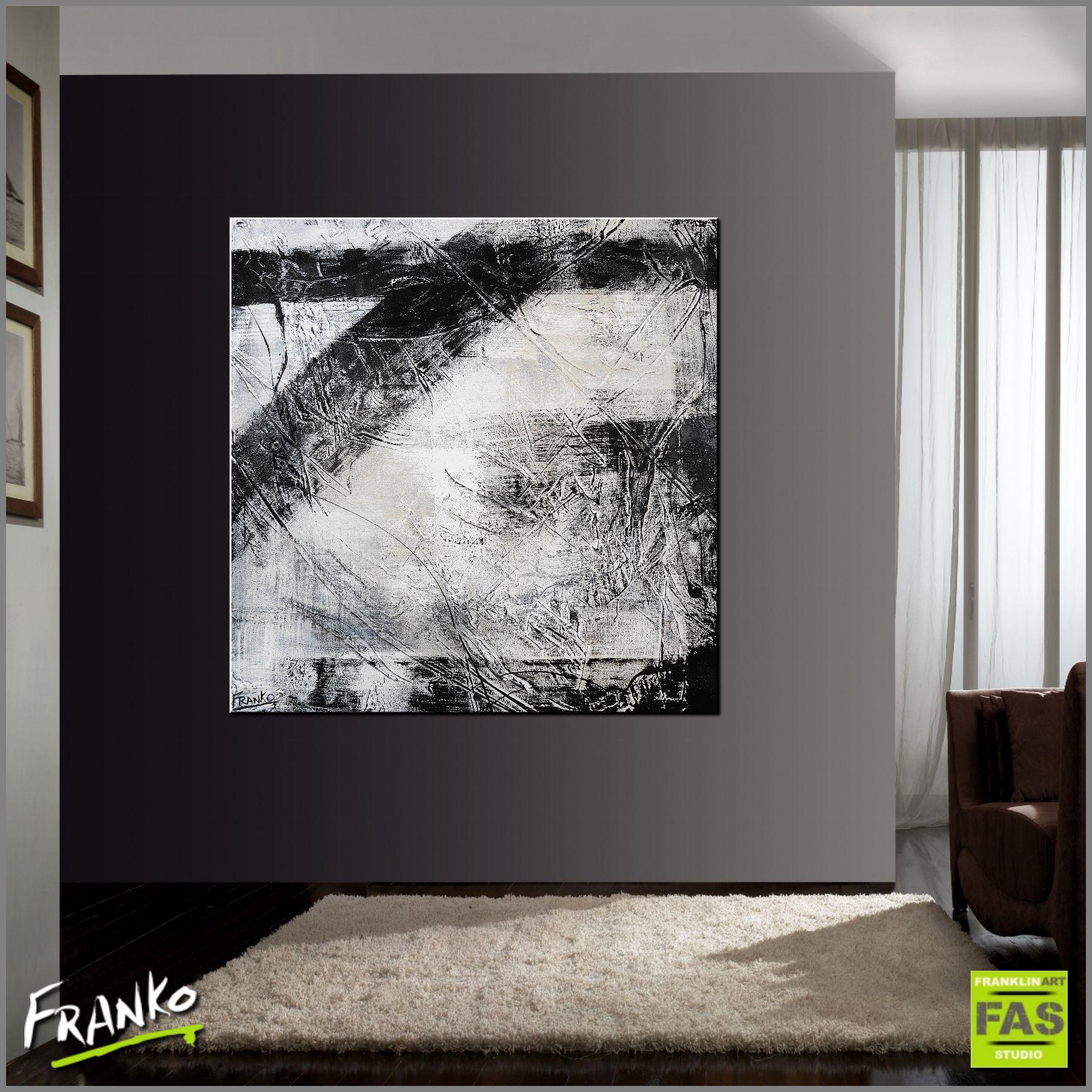 100cm x 100cm Grey Black Abstract Canvas Painting - Modern Wall Art for Living Room, Bedroom & Office Decor