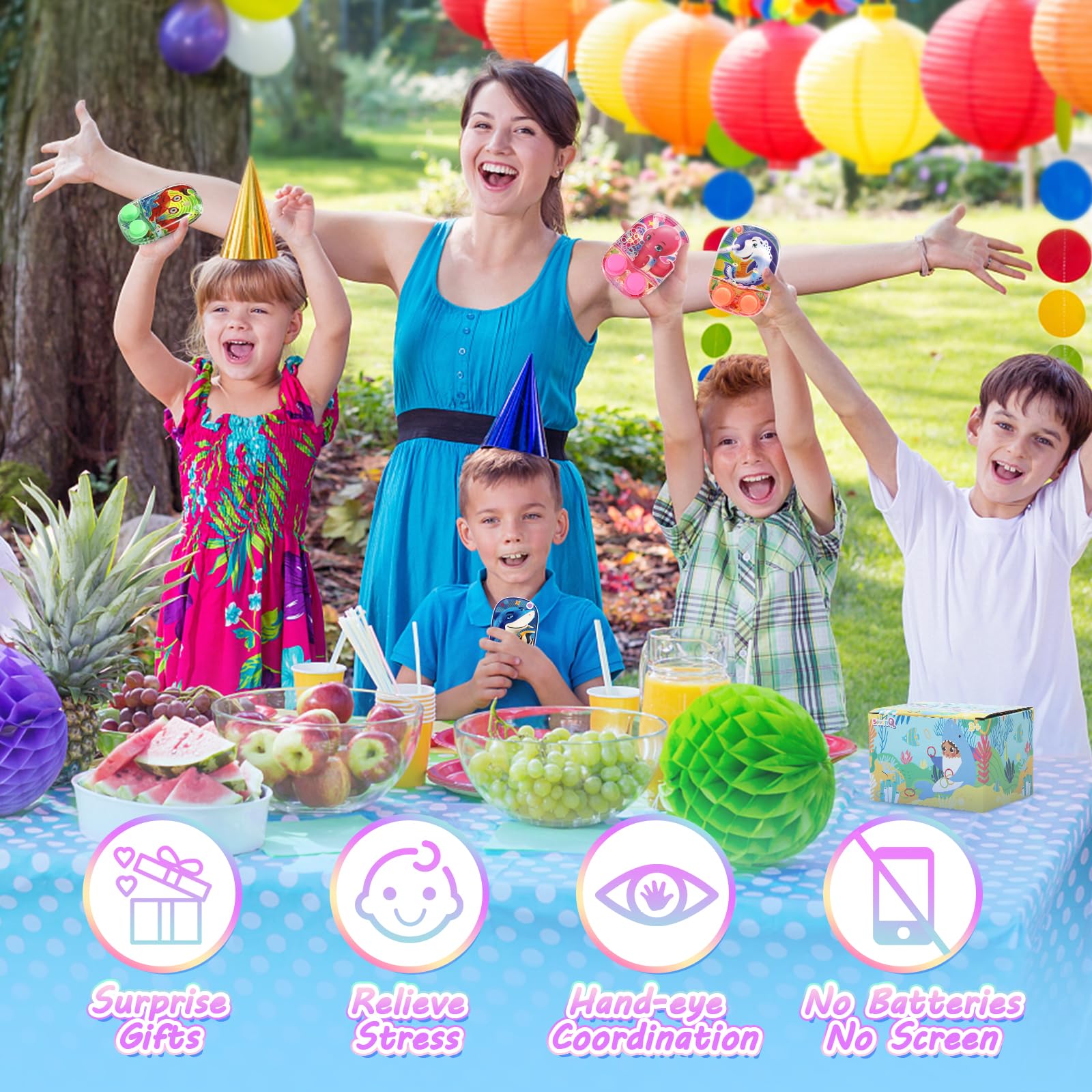 4 Pack Ocean Themed Water Ring Toss Handheld Games - Fun Water Toys for Kids, Family Stress Relief & Travel Entertainment | Perfect for Pool Parties, Beach Outings, Car Rides & Birthday Favors