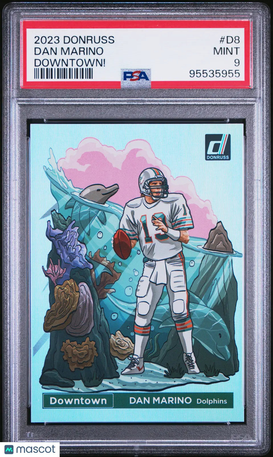 2023 Panini Donruss Downtown Football Trading Card - Dan Marino #D8 PSA 9 Mint Condition | Rare Collectible Sports Memorabilia for NFL Fans & Card Collectors | Perfect for Display, Investment, or Gifting