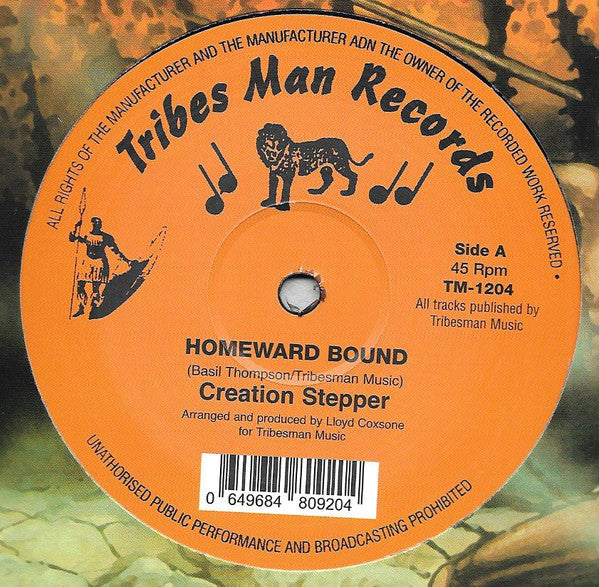 Creation Stepper - Homeward Bound Tribes Man Records TM 1204 - Vintage Vinyl Record for DJs & Music Collectors - Perfect for Home Listening & Retro Music Nights