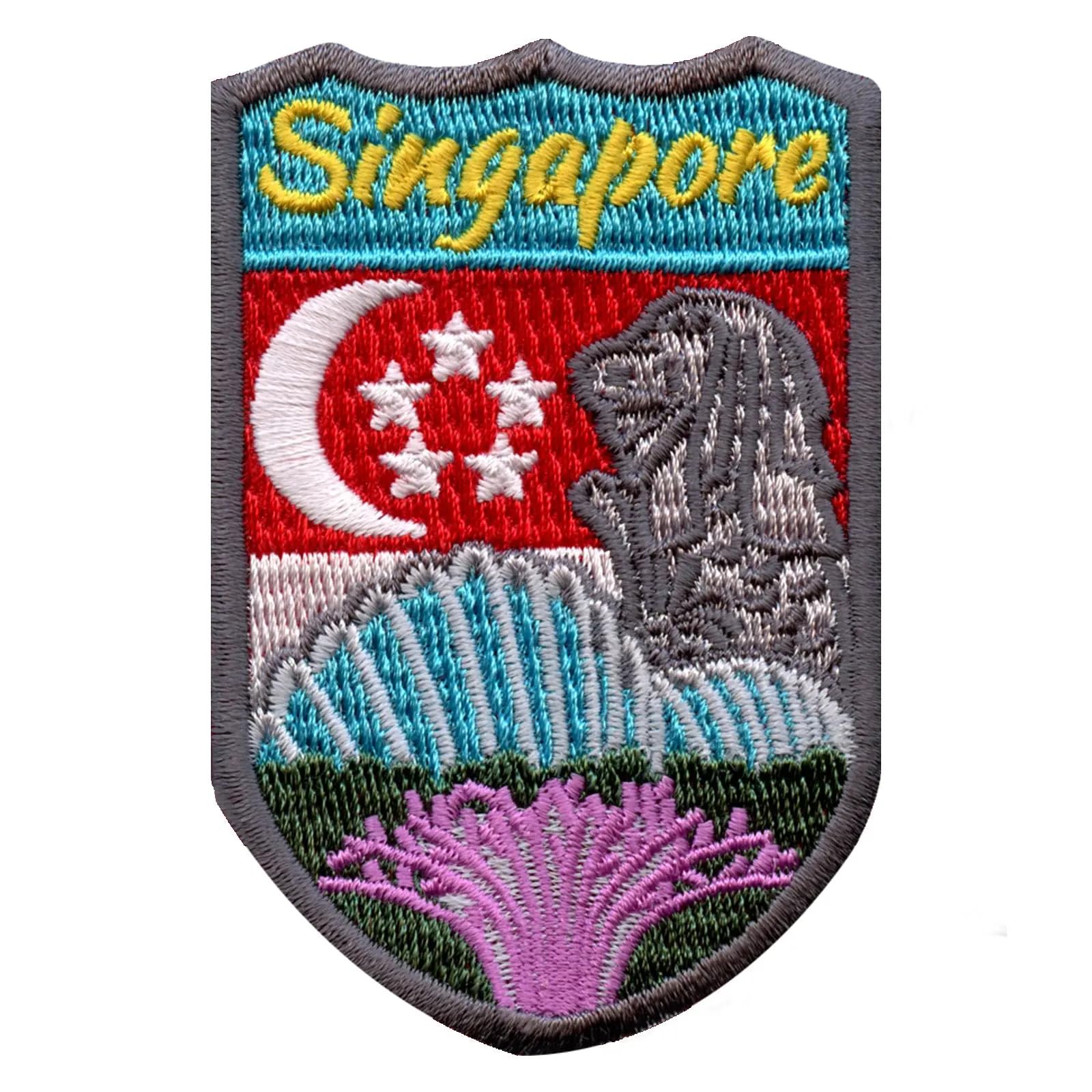 Singapore Shield Embroidered Iron On Patch - Military Style Emblem for Jackets, Bags & DIY Crafts - Perfect for Costumes, Uniforms & Patriotic Decor