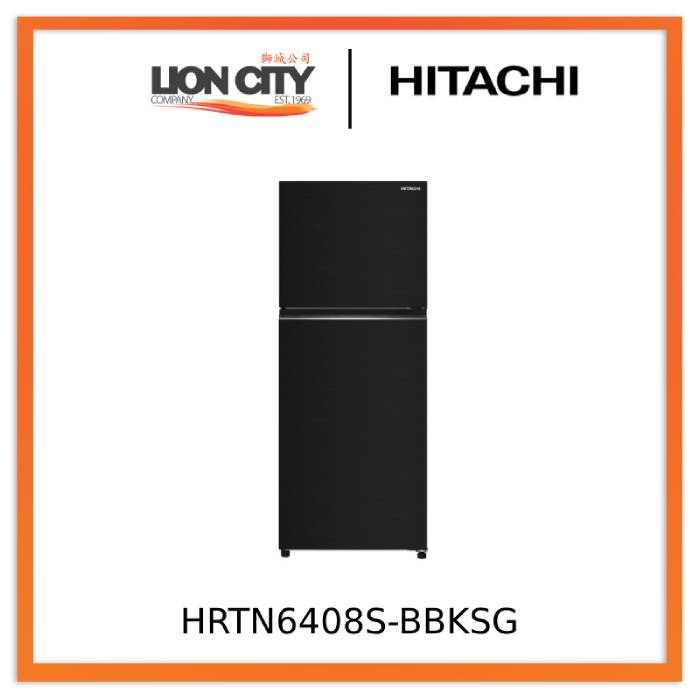 Hitachi HRTN6408S XSG/BBKSG 374L 2 Door Refrigerator - Energy Efficient, Spacious Freezer & Fridge for Home, Kitchen, Office, or Restaurant Use
