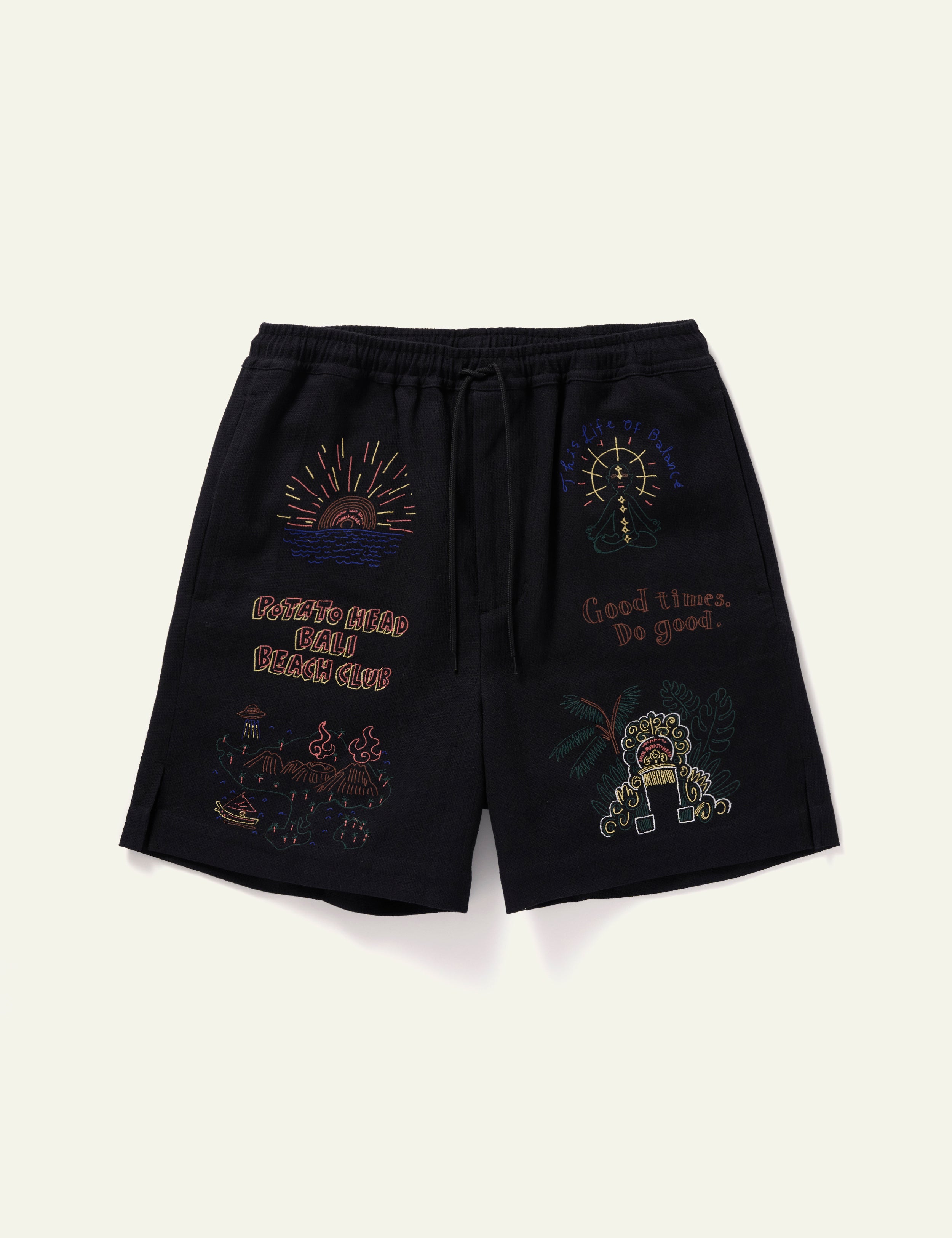 Bali's Landscape Shorts for Men - Comfortable & Stylish Black Casual Shorts - Perfect for Beach, Travel & Summer Outfits