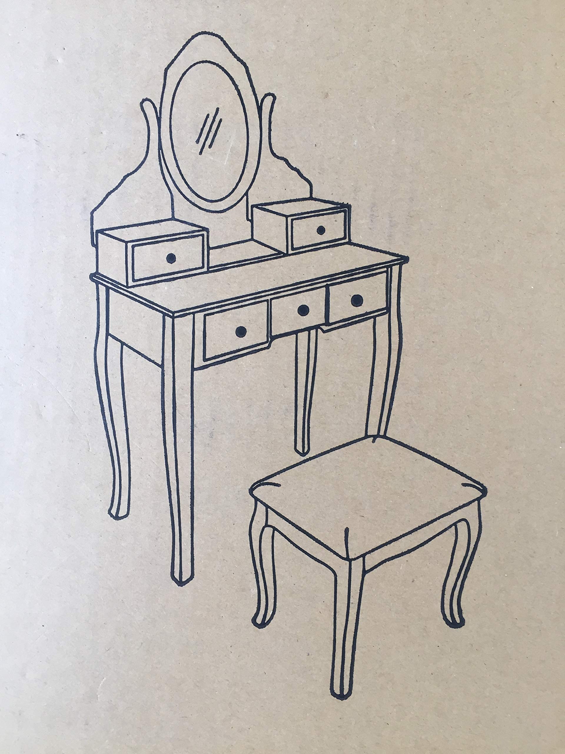 White Wood Makeup Vanity Table Set with Mirror & Stool - Elegant Dressing Table for Bedroom, Bathroom & Salon (Perfect for Makeup, Skincare & Hair Styling)
