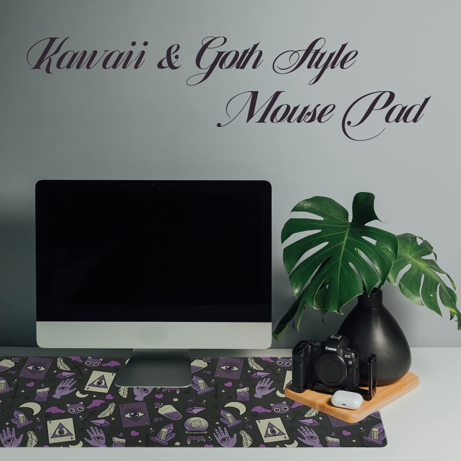 Gothic XL Gaming Mouse Pad - Black & Purple Witch Design, Large Extended Mouse Mat (31.5