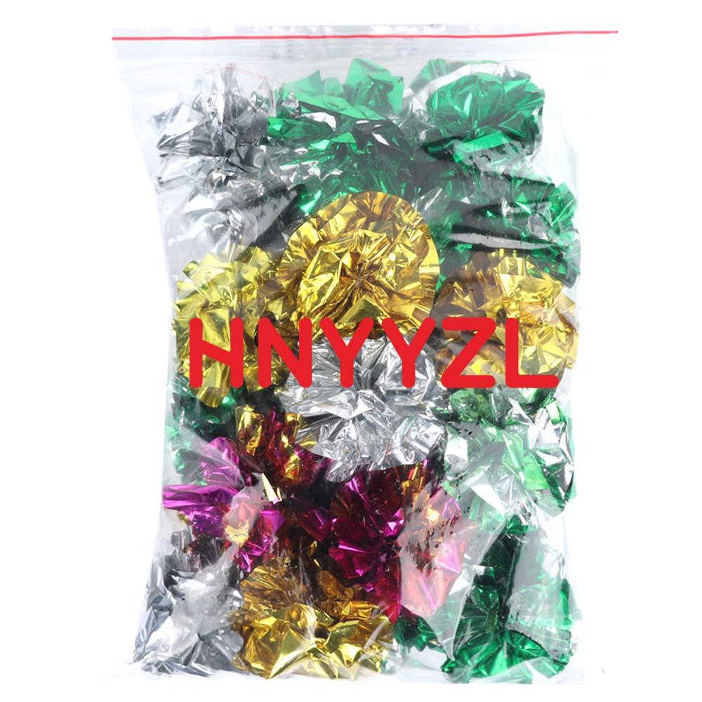 25 Pack Crinkle Balls Cat Toys - Colorful Mylar Crinkle Balls for Kittens & Adult Cats - Interactive Cat Toys for Playtime, Training & Exercise - Random Colors (25 Count)