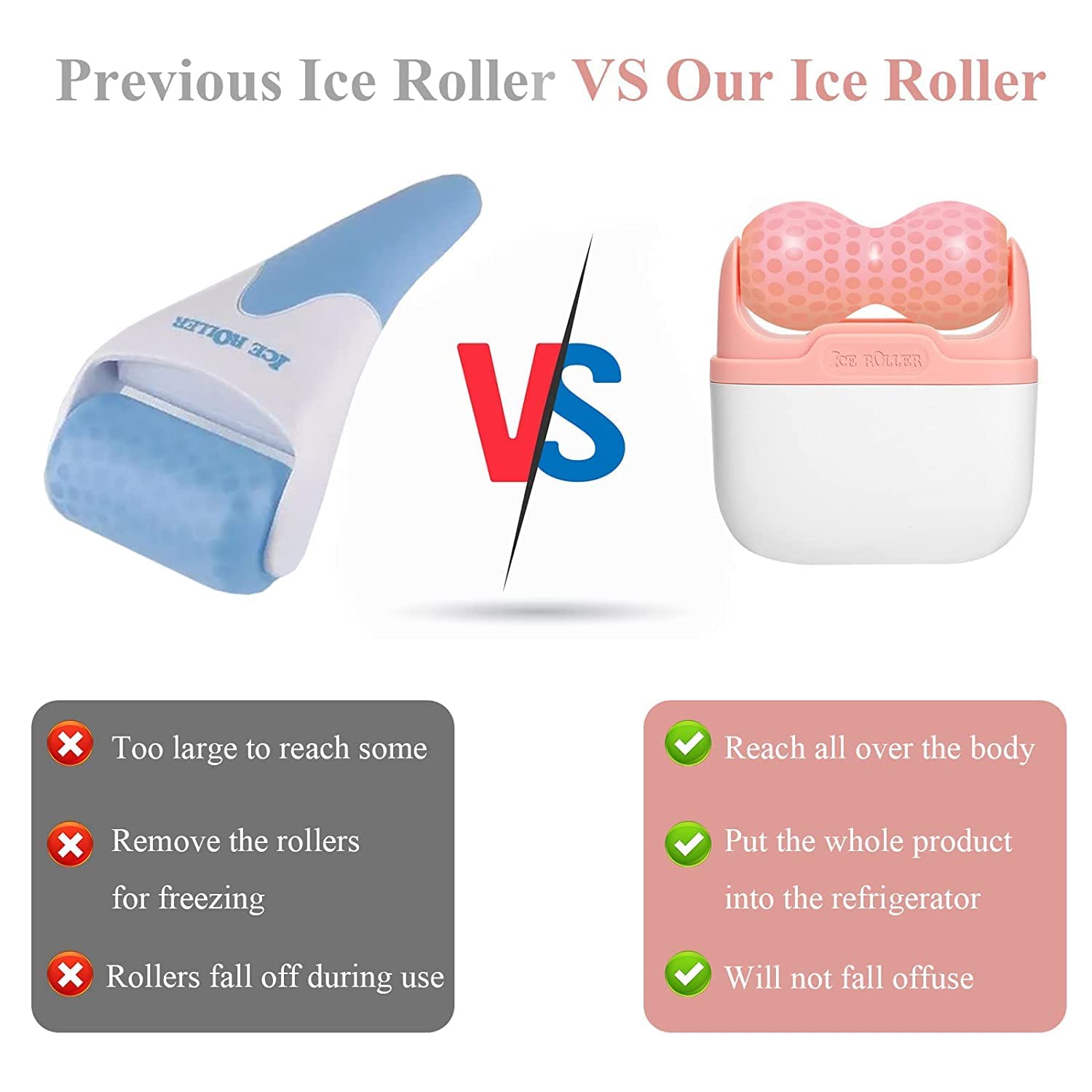 TSEB ENTERPRISE 2-in-1 Ice Roller for Face & Eyes - Cold Therapy Facial Massager for Puffiness Relief, Migraine, Pain Relief & Skin Tightening - Best for Shrinking Pores, Dark Circles & Skincare Routine - Perfect for Morning Routine, Post-Workout Recovery & Spa Treatments