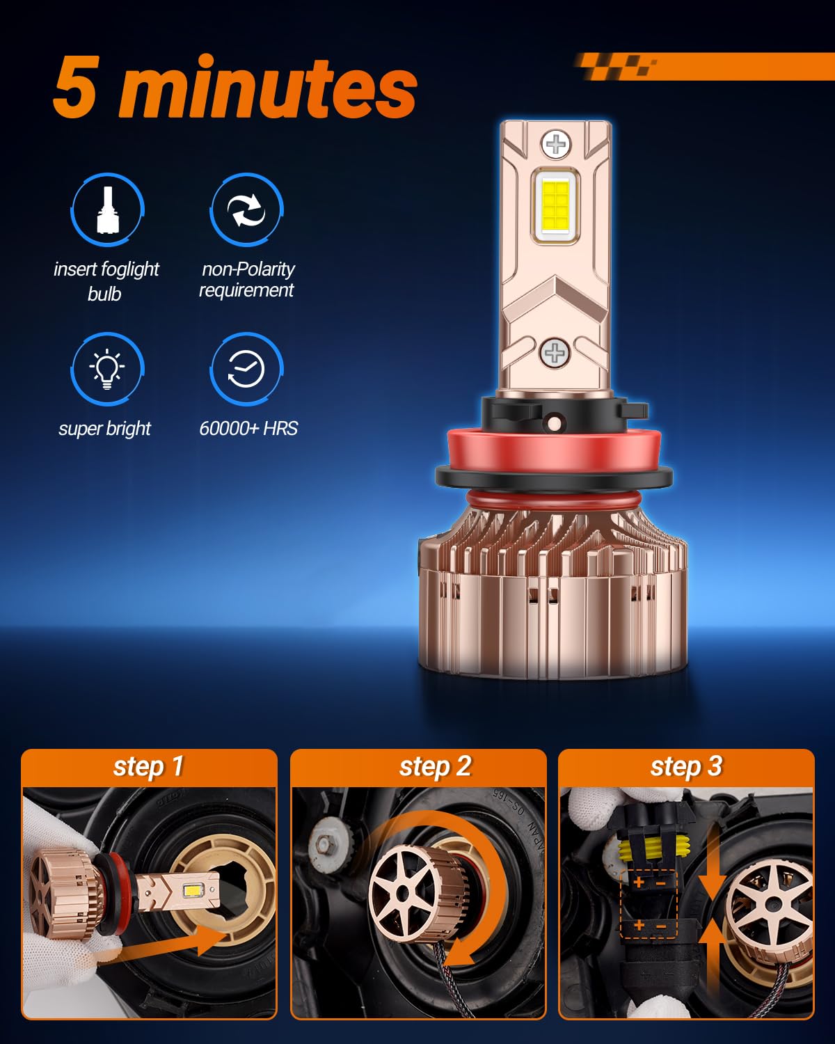 SEALIGHT 9005/HB3 H11/H9/H8 LED Bulbs Combo - 80,000LM Super Bright 6000K White Light with Cooling Fan - Plug and Play Headlight & Fog Light Bulbs (Pack of 4) - Perfect for Night Driving & Off-Road Adventures