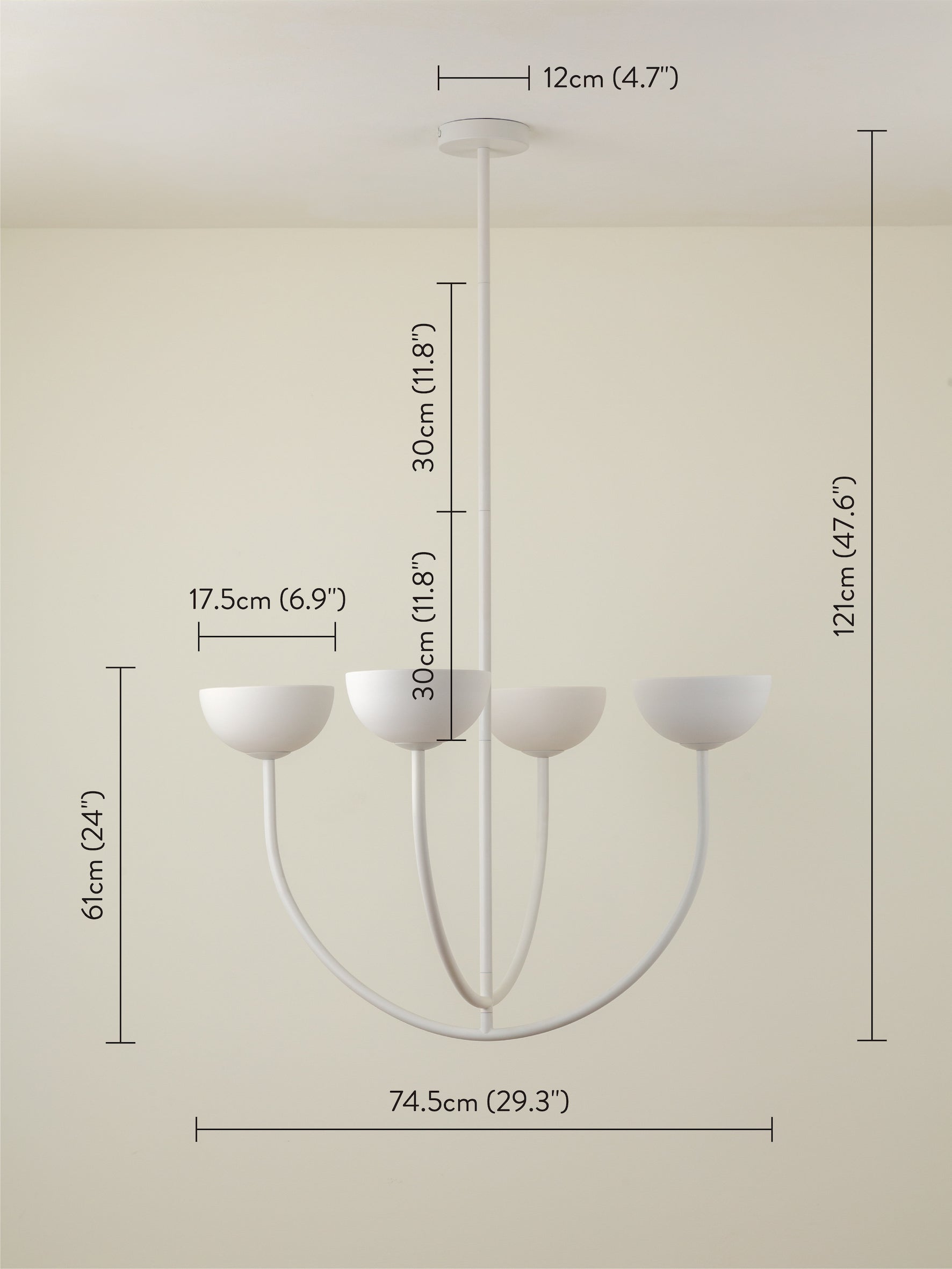 Ruzo 4-Light Warm White Porcelain Ceiling Pendant - Elegant Dining Room & Kitchen Lighting Fixture for Modern Homes