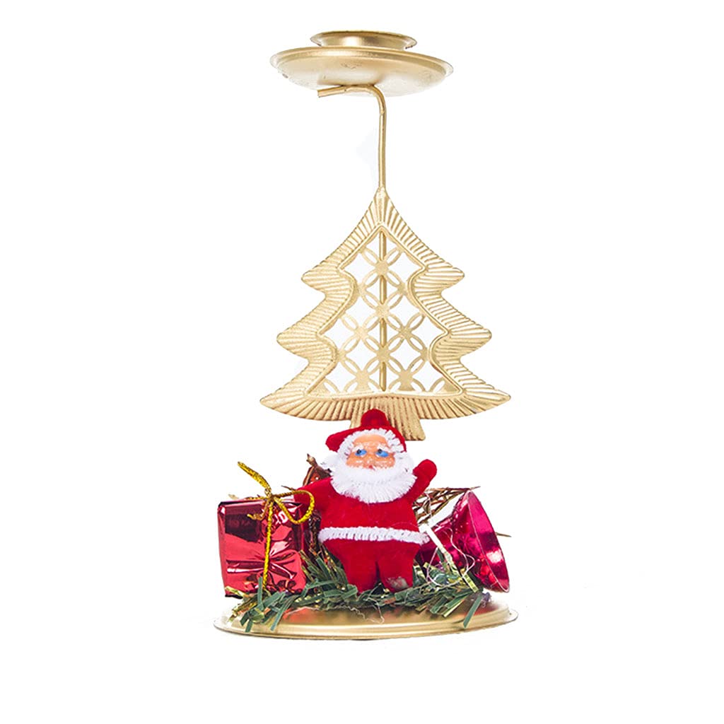 Christmas Candle Holder - Santa Elk Snowflake Star Candlestick for Xmas Decor | Holiday Wedding Party Home Bedroom Table Centerpiece | Desktop Candle Holders Gift for Christmas Decorations & Winter Celebrations