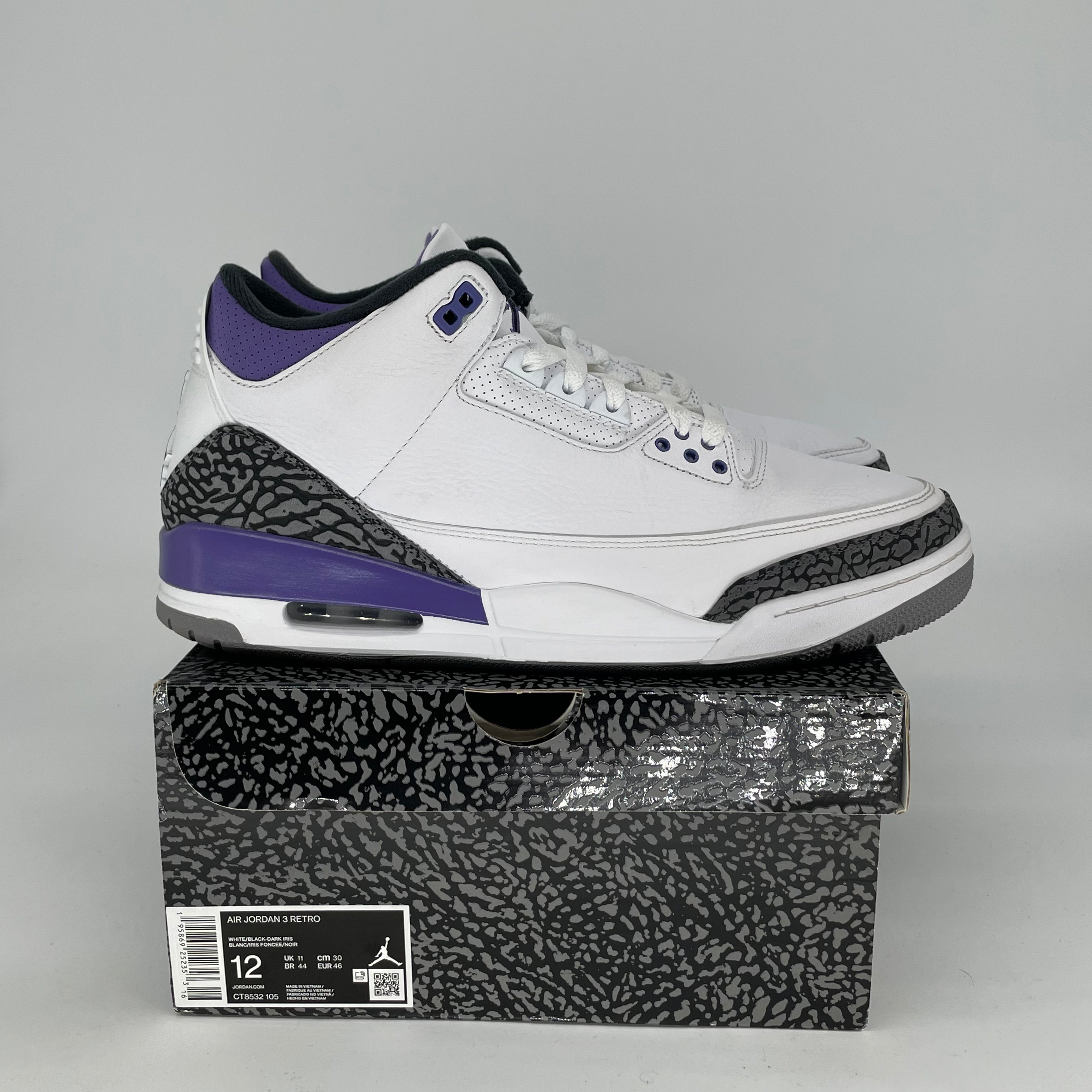 AIR JORDAN 3 DARK IRIS Men's Basketball Shoes Size 12 - CT8532 105 | Retro Sneakers for Running, Gym & Streetwear Fashion