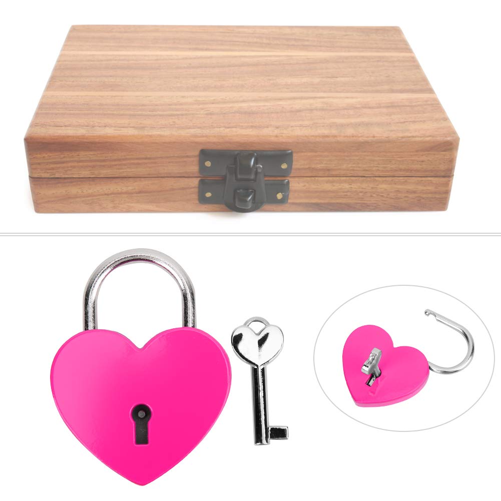 Colorful Mini Heart Padlock with Key - 45x59mm Rose Red Metal Lock for Jewelry Box, Storage Box, Diary, Gift, Travel Luggage & Romantic Keepsakes