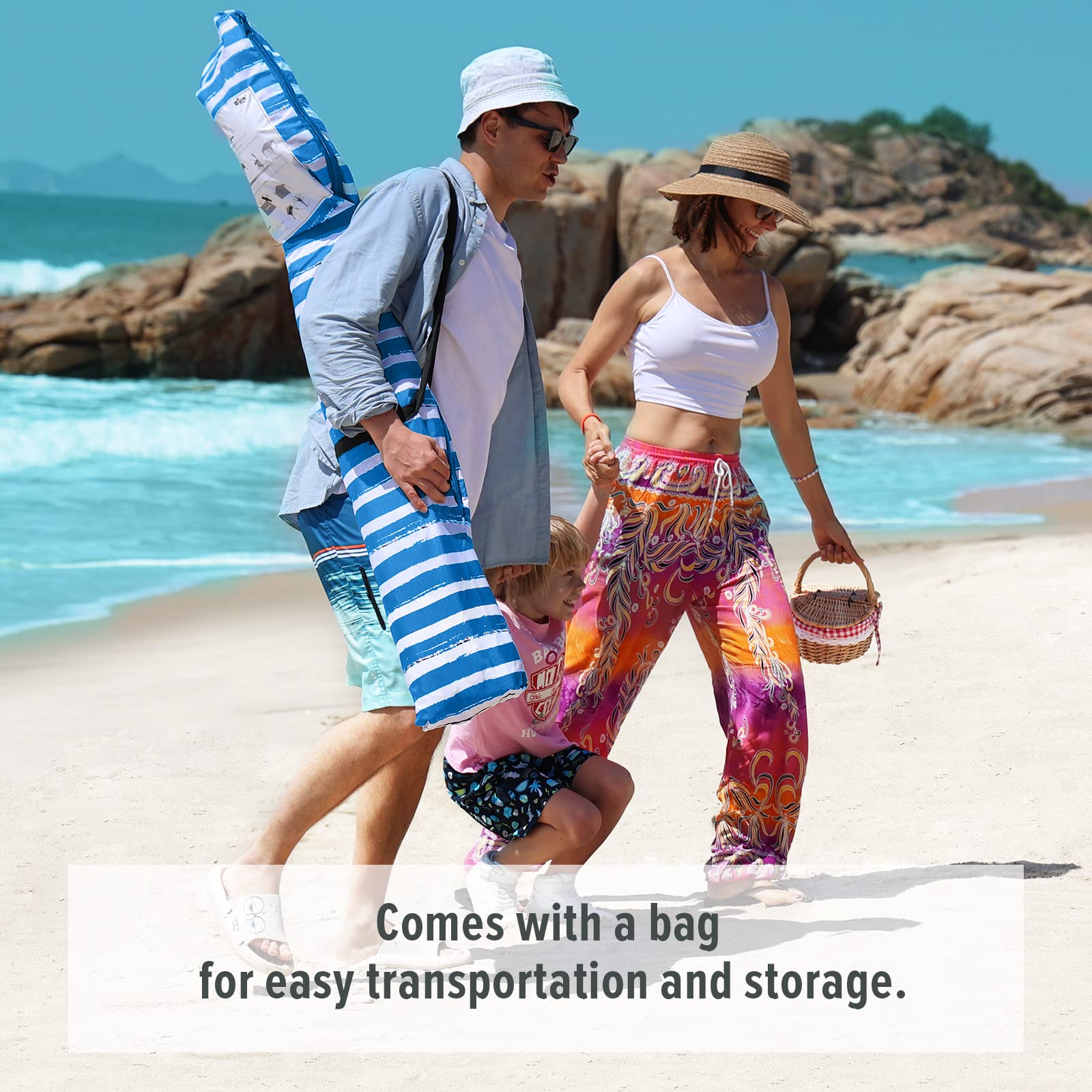 Qipi Beach Cabana - 6' x 6' Portable Sun Shelter with UPF 50+ UV Protection, Waterproof Canopy & Side Wall - Easy Setup Beach Tent for Family, Kids & Friends - Perfect for Beach Days, Picnics, Camping & Outdoor Adventures