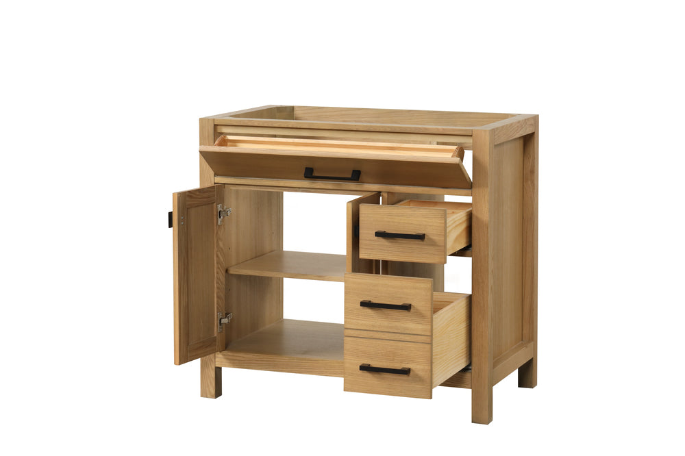35.5 Inch Single Bathroom Vanity in Desert Oak - Modern London Style Bathroom Vanity with Sink for Small Spaces, Perfect for Apartments and Powder Rooms