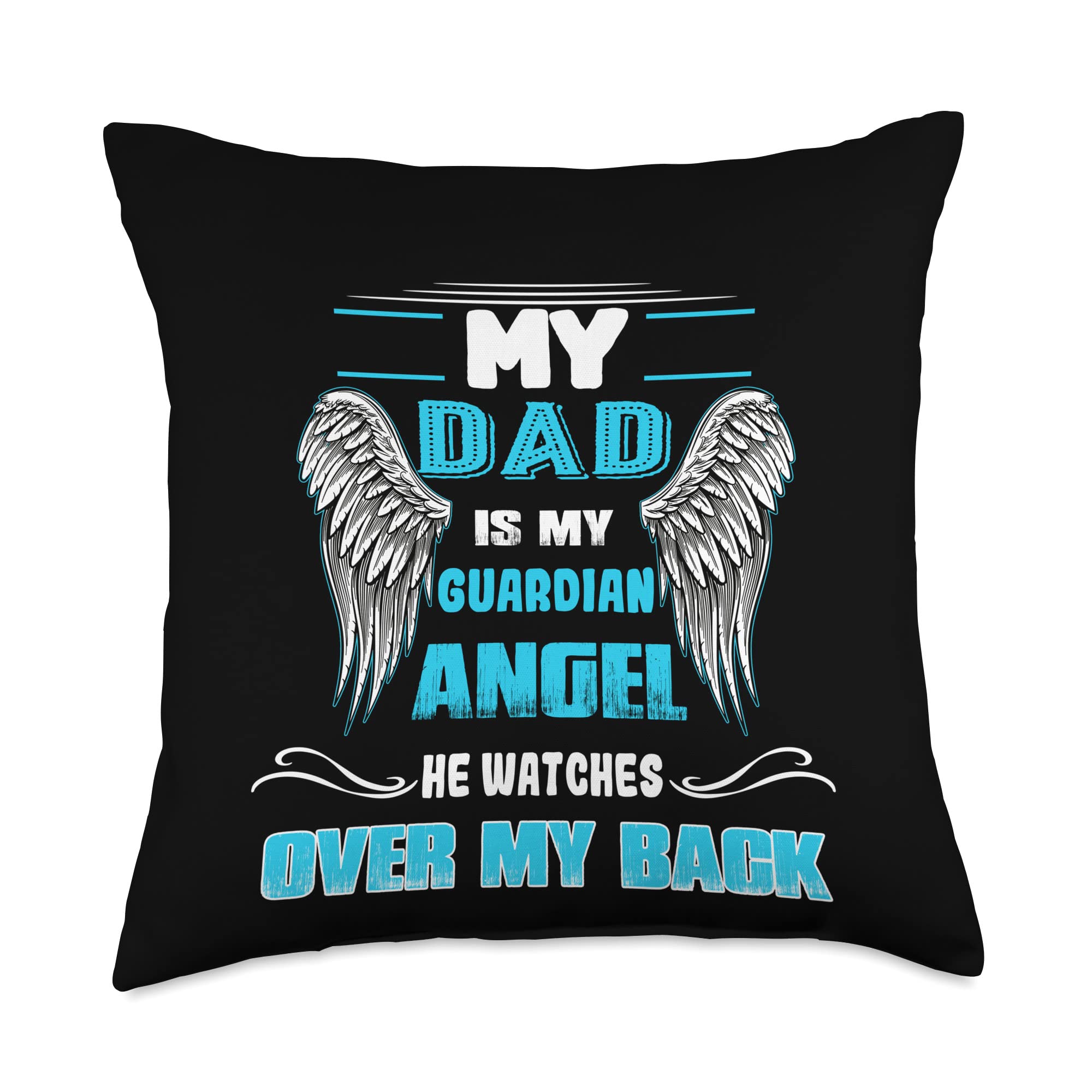 Missing Dad in Heaven Throw Pillow - 18x18 Inch Multicolor Memorial Cushion for Comfort & Remembrance - Perfect for Grieving, Home Decor, or Sympathy Gift