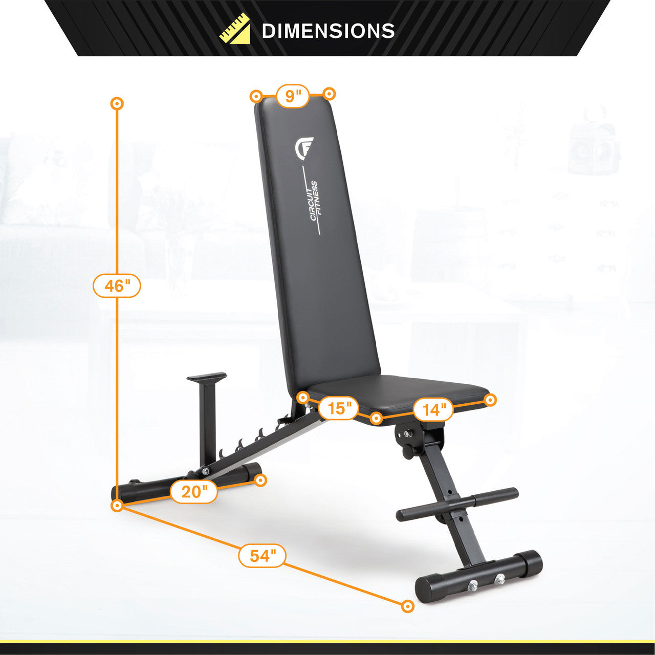 Adjustable Weight Bench for Home Gym - 6-Position Incline/Decline Workout Bench with Leg Holders | Perfect for Strength Training, Dumbbell Exercises & Full-Body Workouts - Circuit Fitness AMZ 617BN