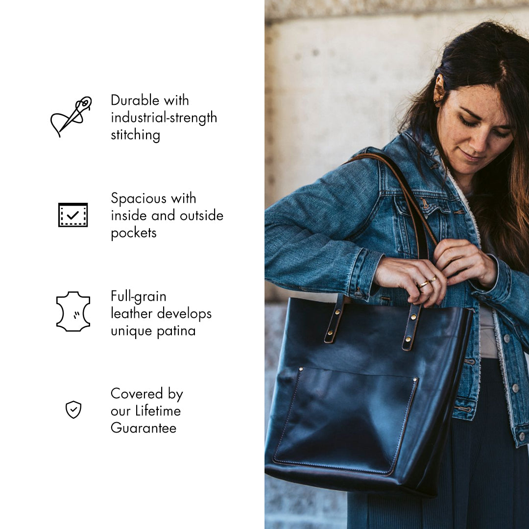 Premium Genuine Leather Tote Bag for Women - Spacious Weekender Travel Bag - Perfect for Work, Gym & Weekend Getaways