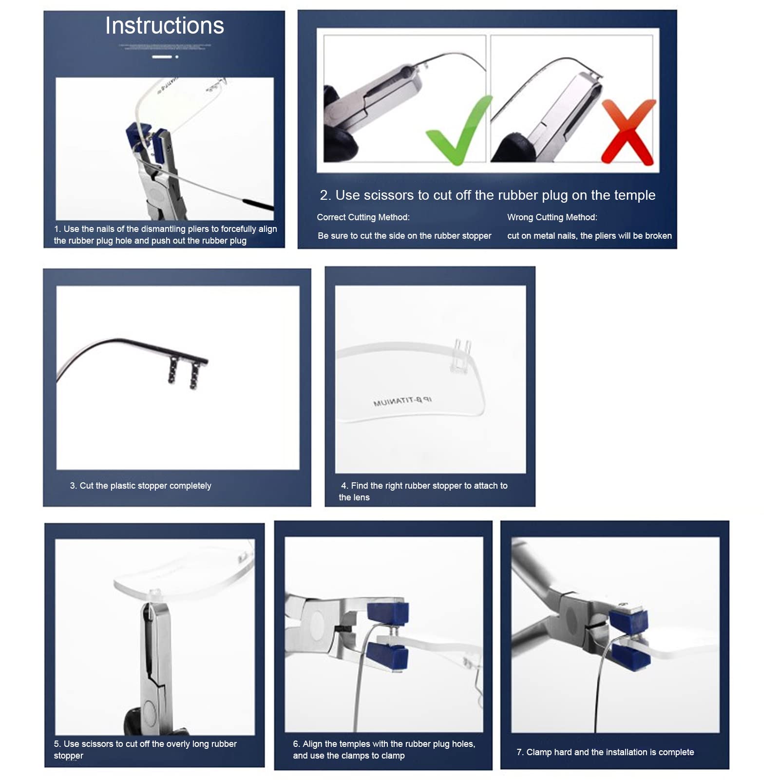 Rimless Glasses Plier Repair Tool Kit for Eyeglass Frame Disassembly