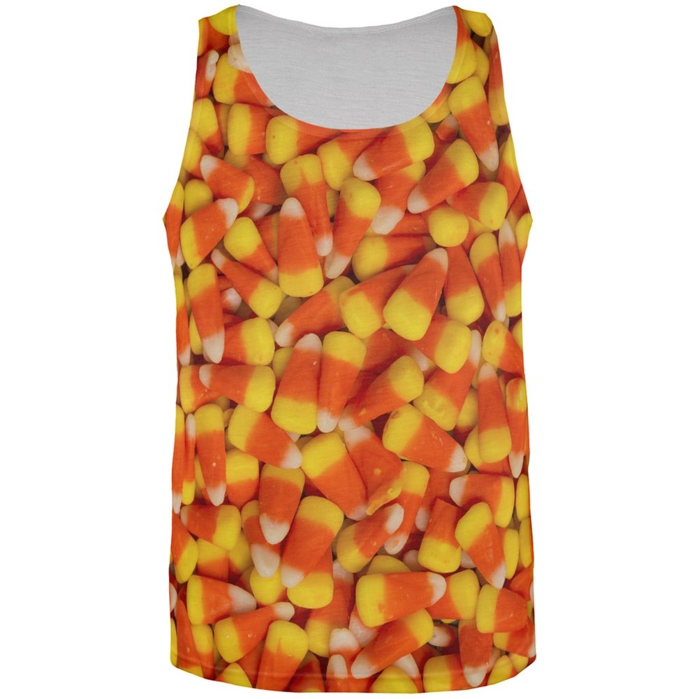 Old Glory Candy Corn All Over Adult Tank Top - Patriotic Halloween T-Shirt for Women & Men - Perfect for Costume Parties, Festivals & Casual Wear