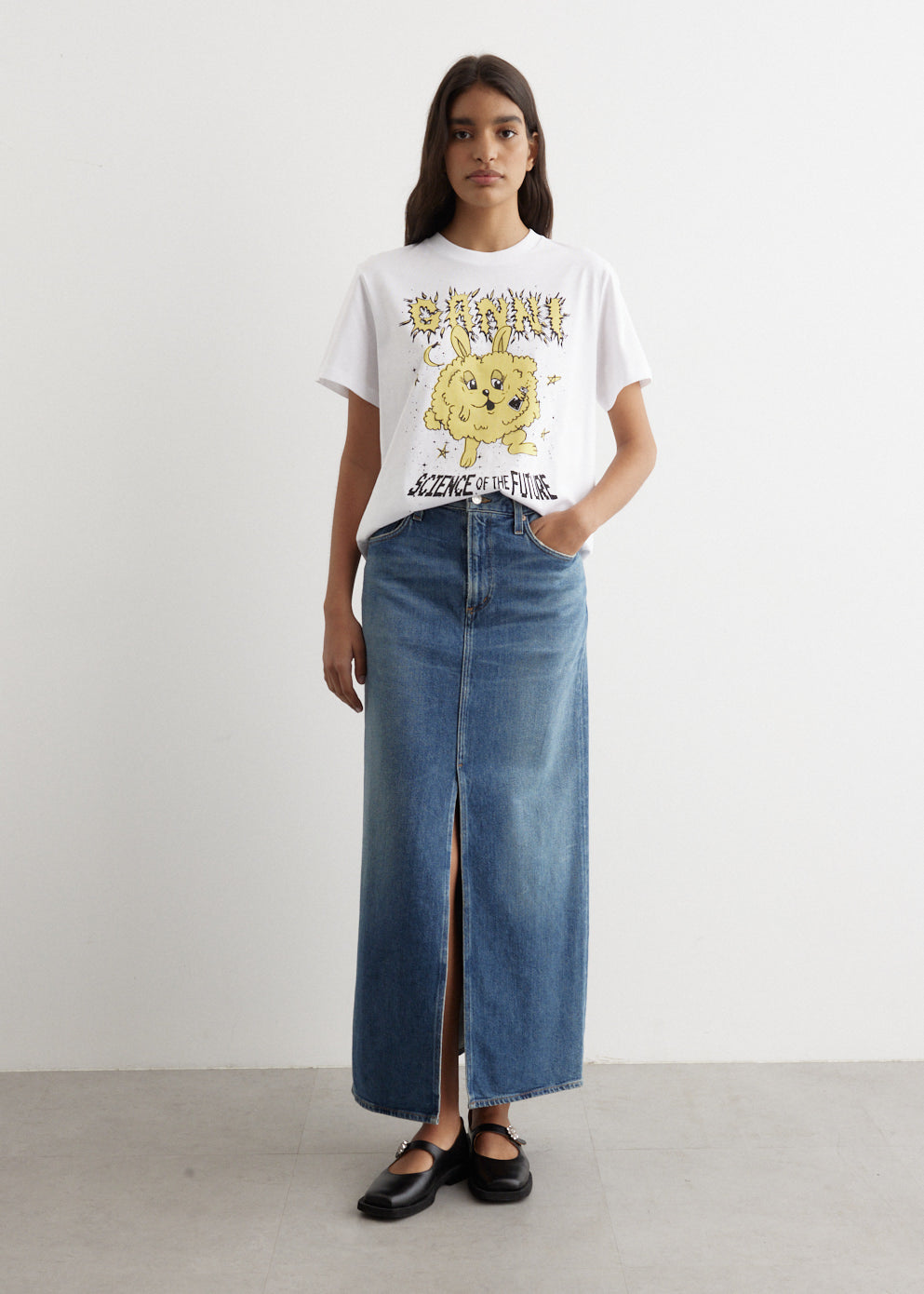 Soft Yellow Bunny Relaxed Fit T-Shirt for Women - Casual Comfort Cotton Tee for Everyday Wear, Lounge & Outings