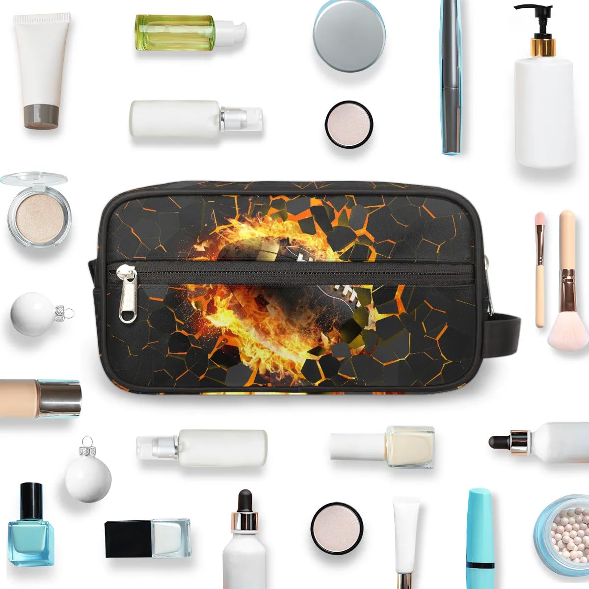 3D Football Toiletry Bag for Men & Kids - Waterproof Hanging Dopp Kit for Travel & Bathroom