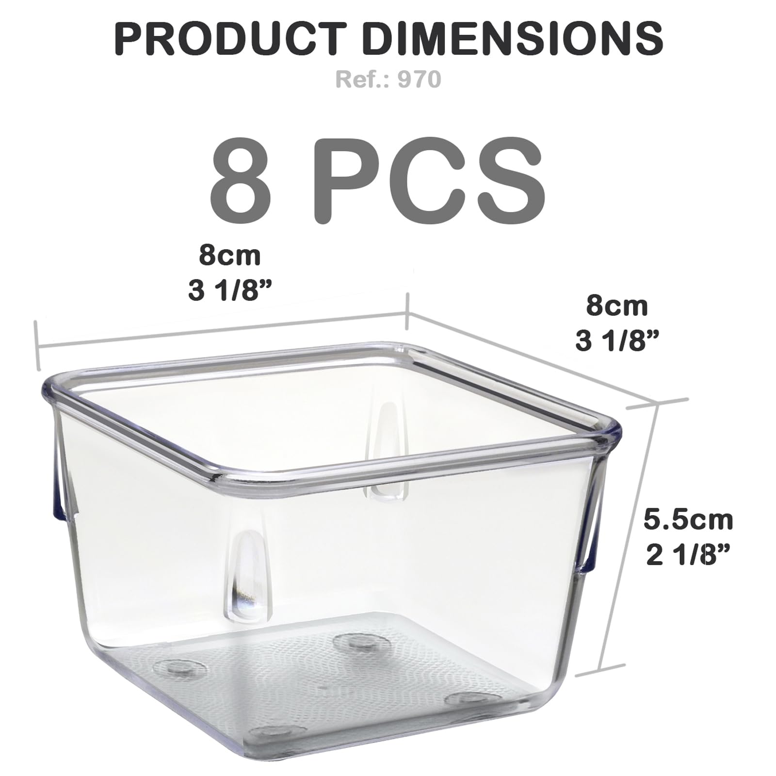 Acrimet Modular Drawer Organizer Set - 8-Piece Clear Crystal Plastic Storage Bins & Box Trays for Office, Home, Kitchen, Makeup & Junk Drawers | Perfect for Desk Organization, Bathroom Storage & Clutter Control