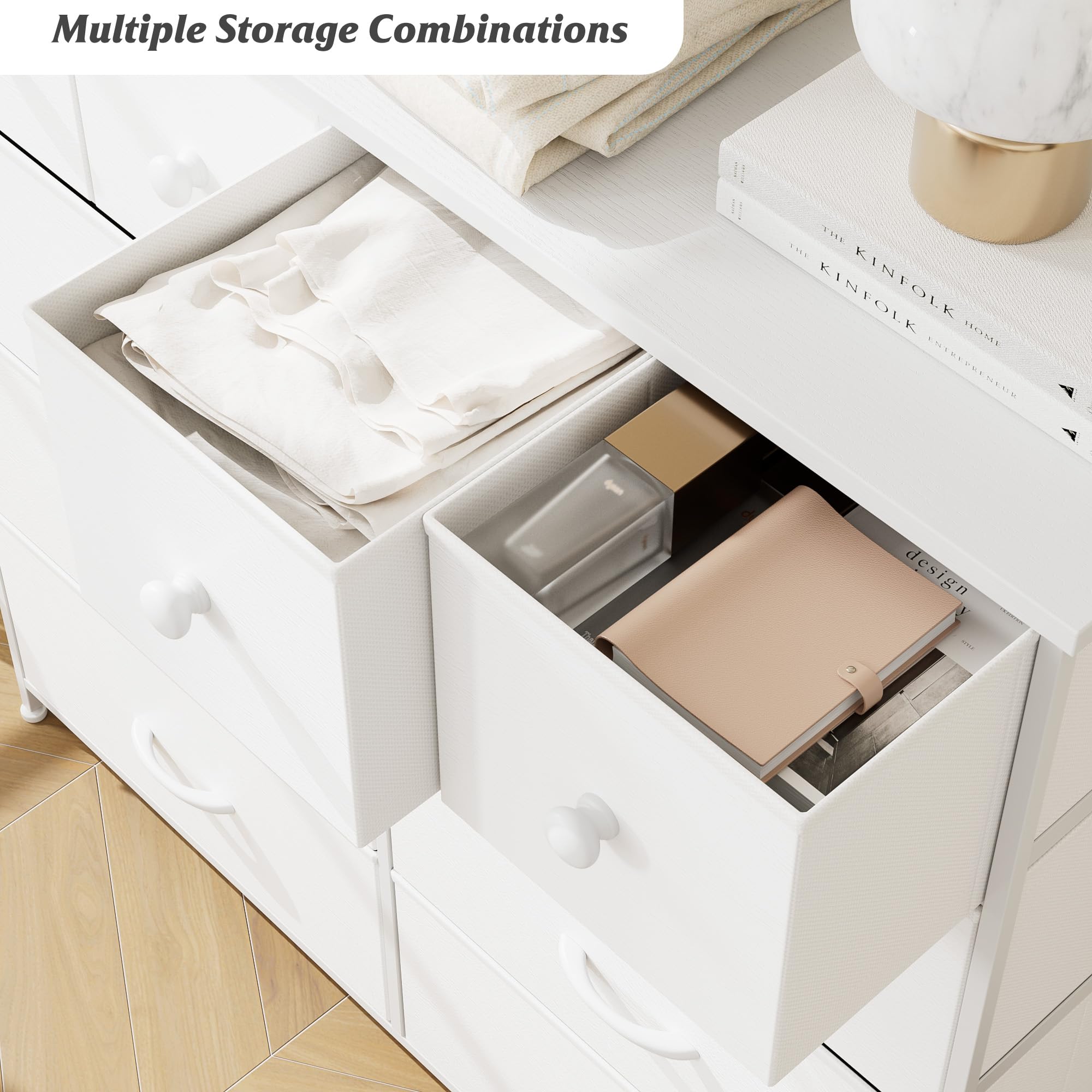 Nicehill White 10-Drawer Dresser for Bedroom, Tall Chest of Drawers with Storage Organizer - Perfect for Closet, Living Room, Hallway & Entryway (White) - Ideal for Home Organization & Bedroom Storage Solutions