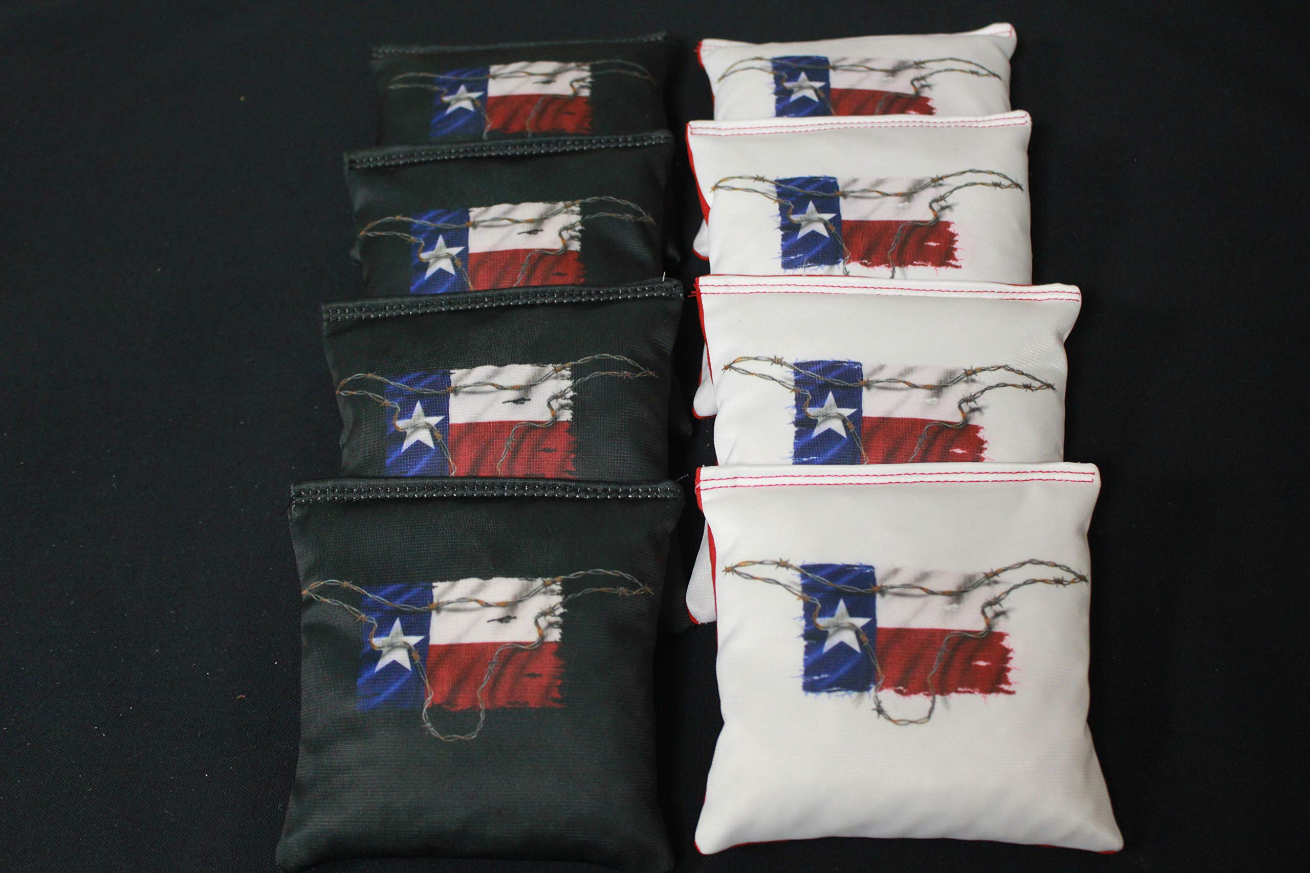 Texas Strong Texas Flag Cornhole Bags Set of 8 - All Weather & Corn Filled Regulation Size Duck Canvas Bean Bags for Outdoor Games, Tailgating, Backyard Parties, and Cornhole Tournaments