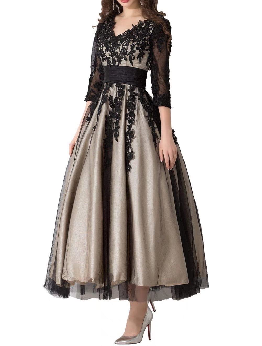 Elegant Teal Women's Tulle Prom Evening Dress with Lace Details - Tea-Length Ball Gown for Weddings, Parties & Special Occasions - Size US2